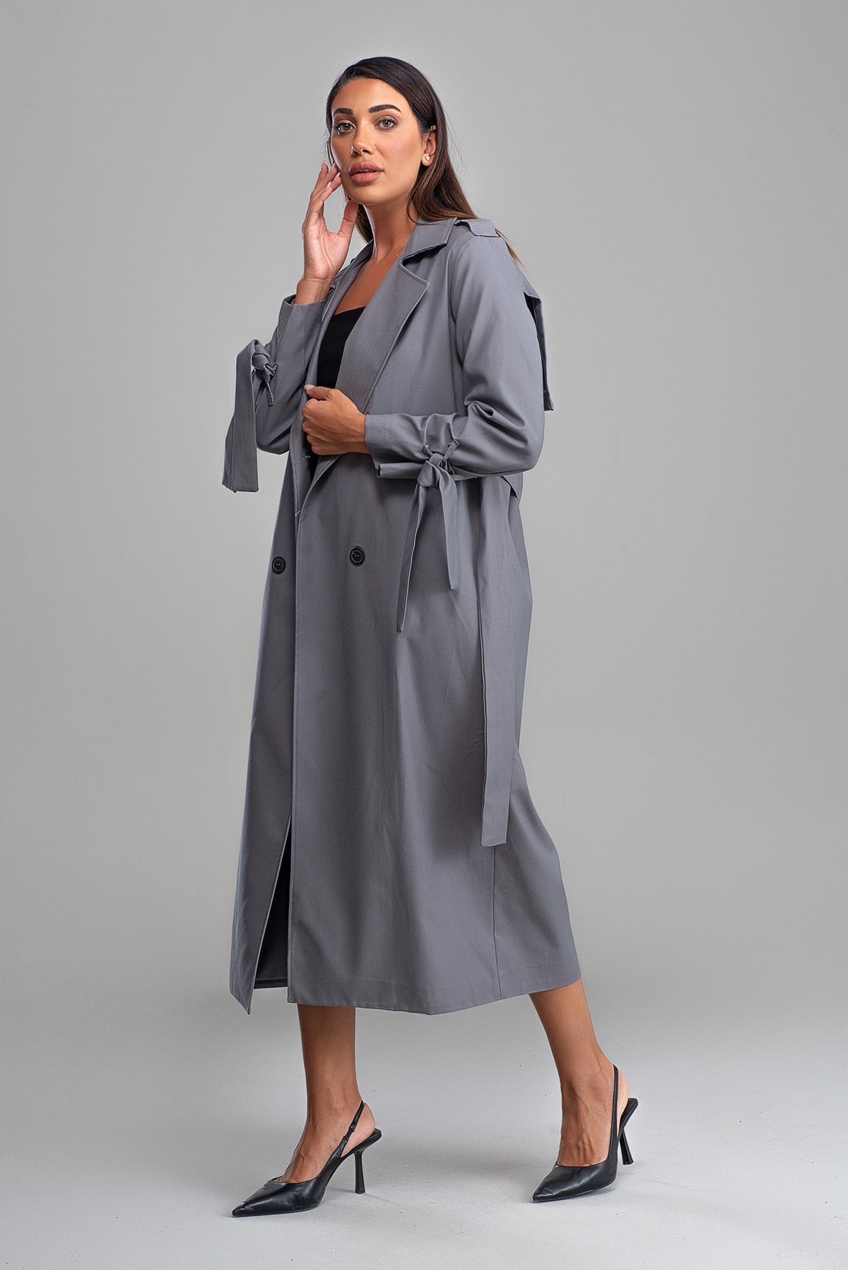 Trençkot Oversize Astarlı Rüzgarlık Detaylı Geniş Kesim Nora