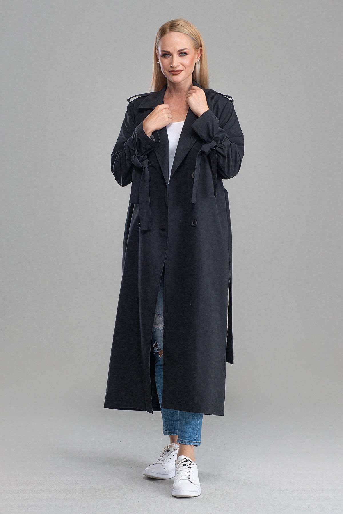 Trençkot Oversize Astarlı Rüzgarlık Detaylı Geniş Kesim Nora