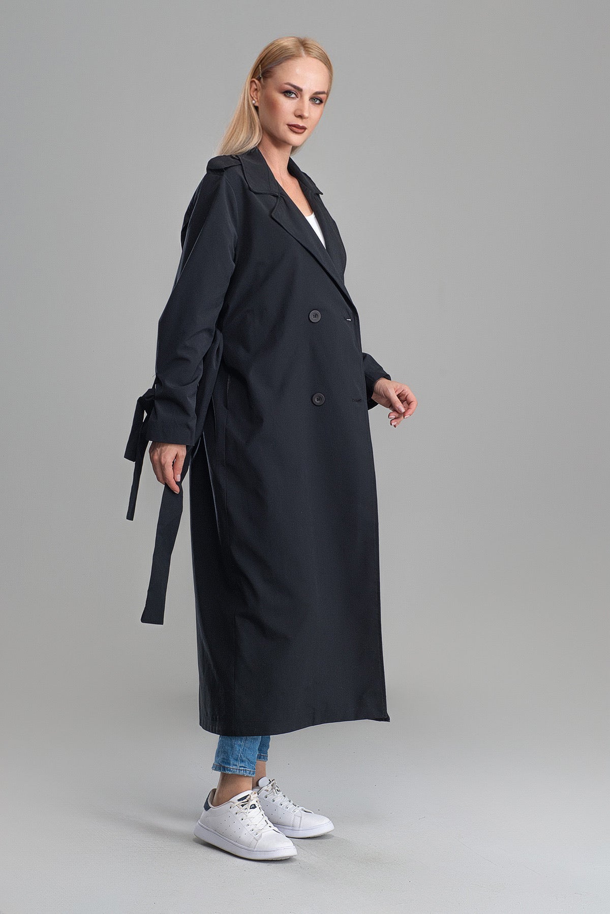 Trençkot Oversize Astarlı Rüzgarlık Detaylı Geniş Kesim Nora