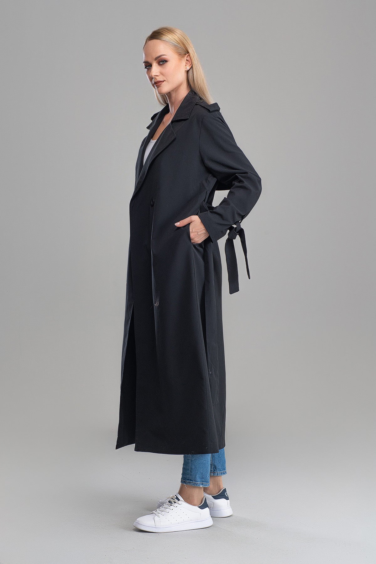 Trençkot Oversize Astarlı Rüzgarlık Detaylı Geniş Kesim Nora