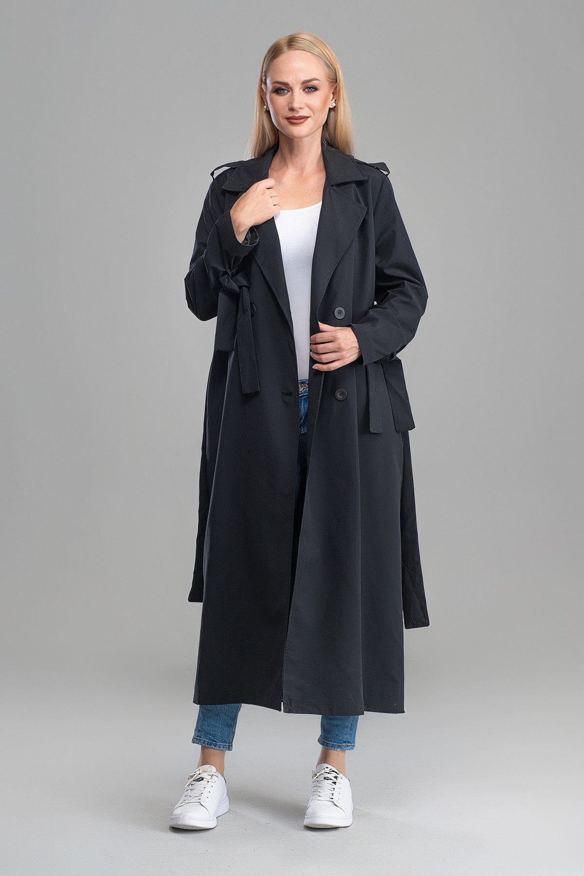 Trençkot Oversize Astarlı Rüzgarlık Detaylı Geniş Kesim Nora