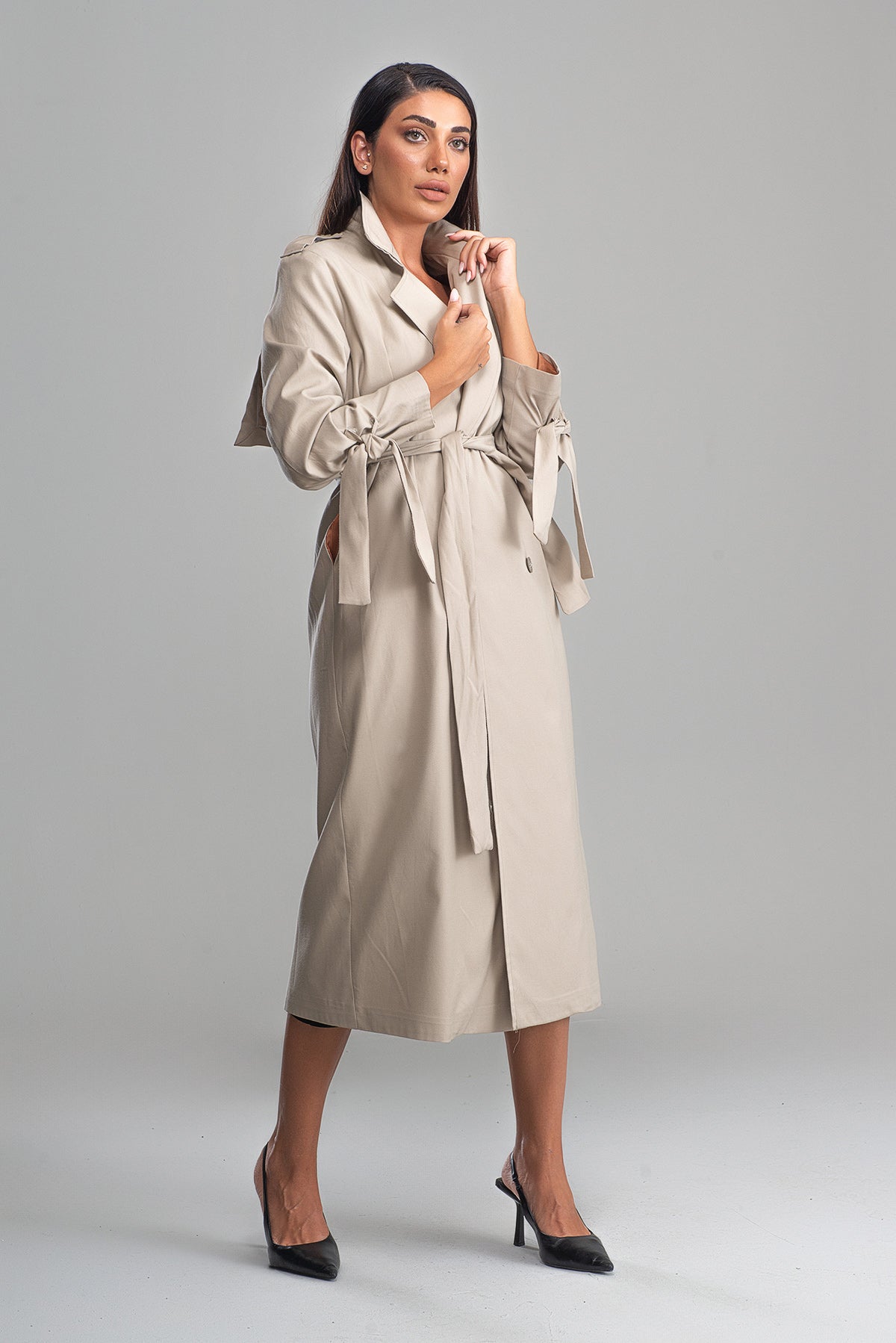 Trençkot Oversize Astarlı Rüzgarlık Detaylı Geniş Kesim Nora