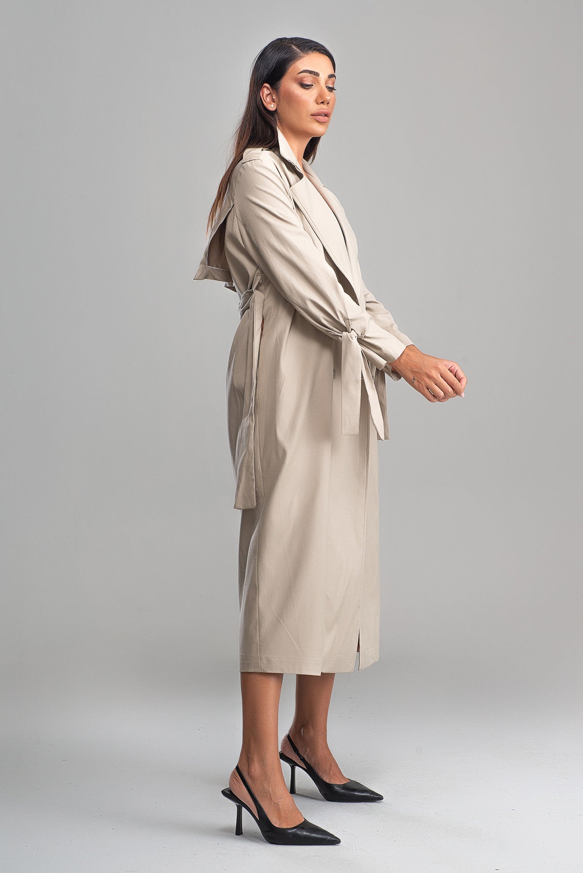 Trençkot Oversize Astarlı Rüzgarlık Detaylı Geniş Kesim Nora