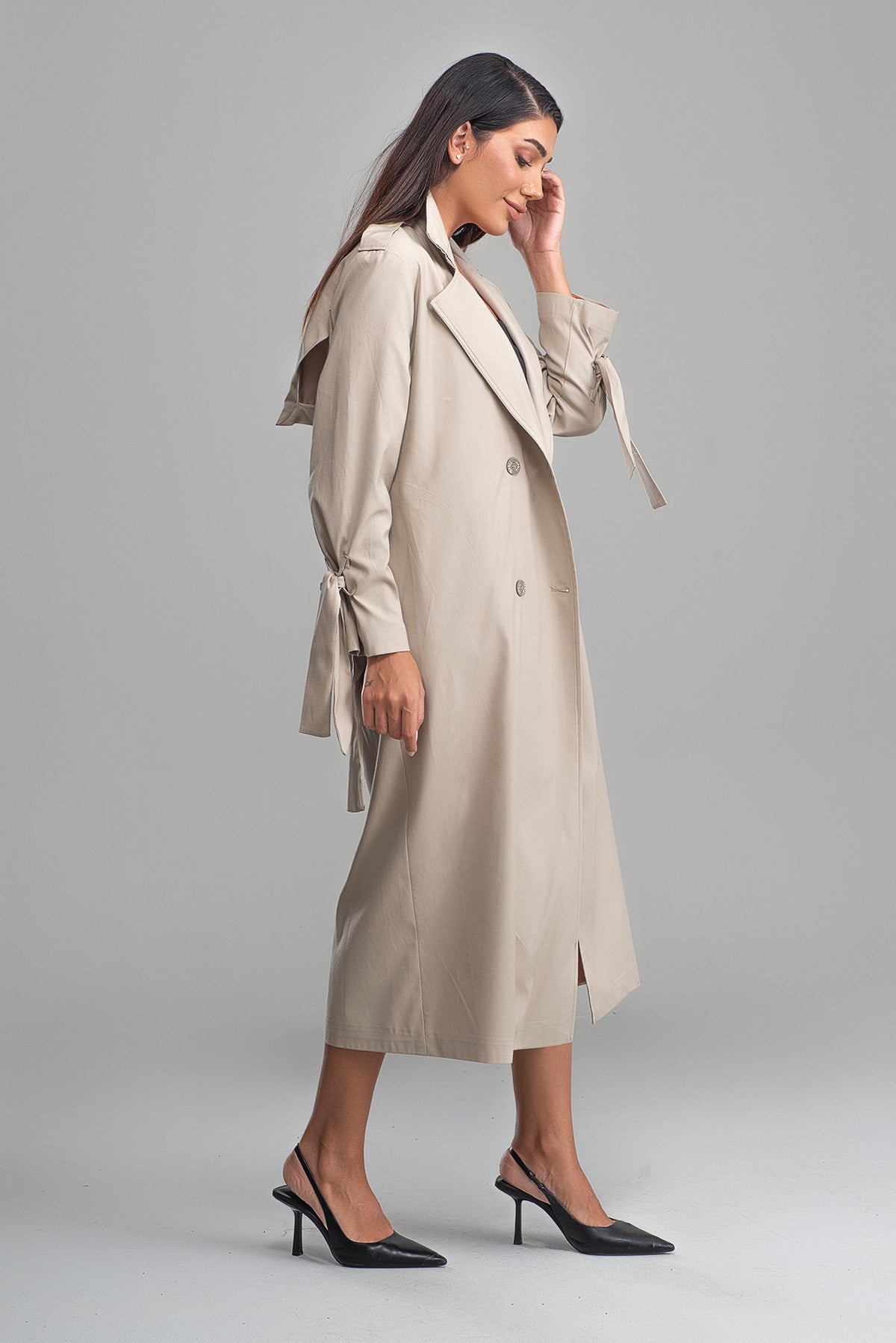 Trençkot Oversize Astarlı Rüzgarlık Detaylı Geniş Kesim Nora