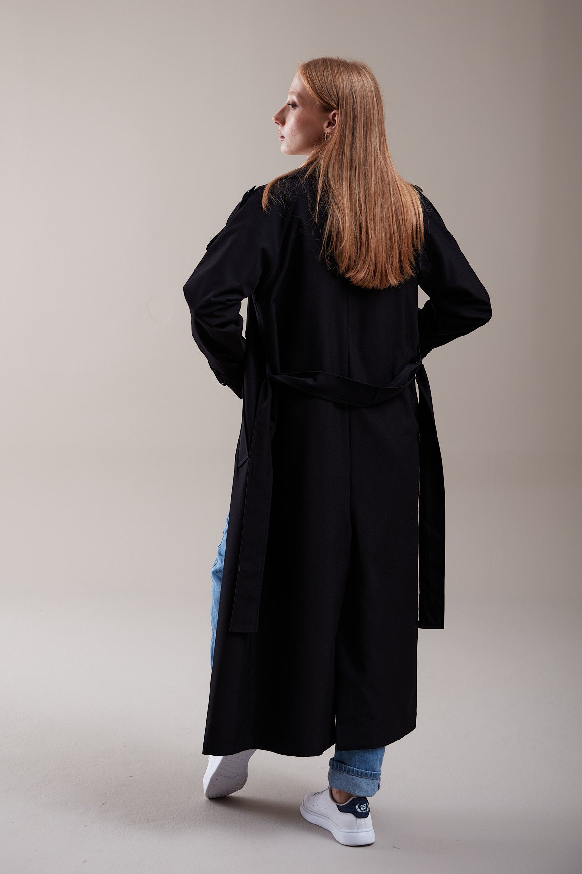 Trençkot Oversize Kol Detaylı Astarlı Geniş Kesim Momente