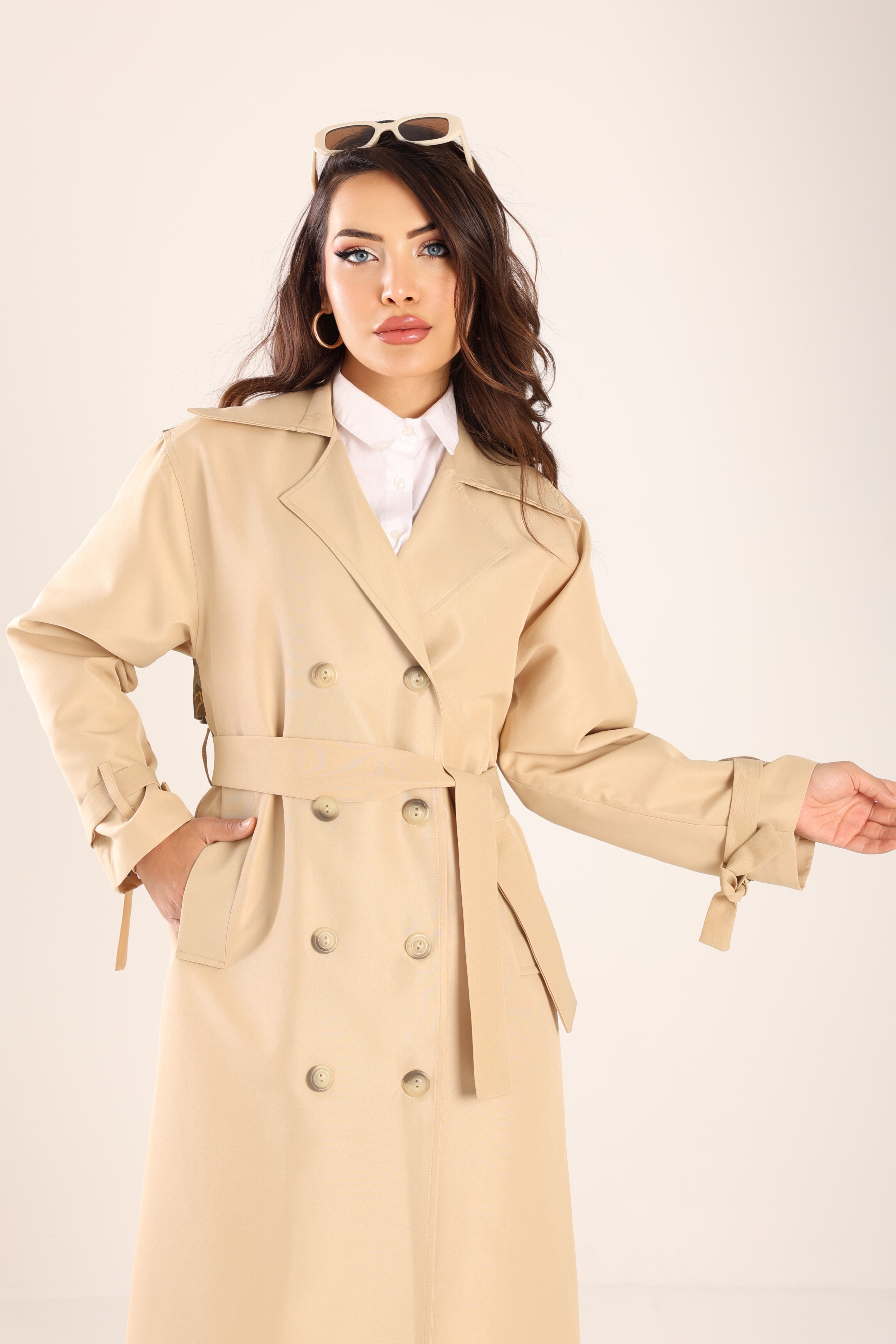 Trençkot Tasarım Oversize Astarlı Geniş Kesim