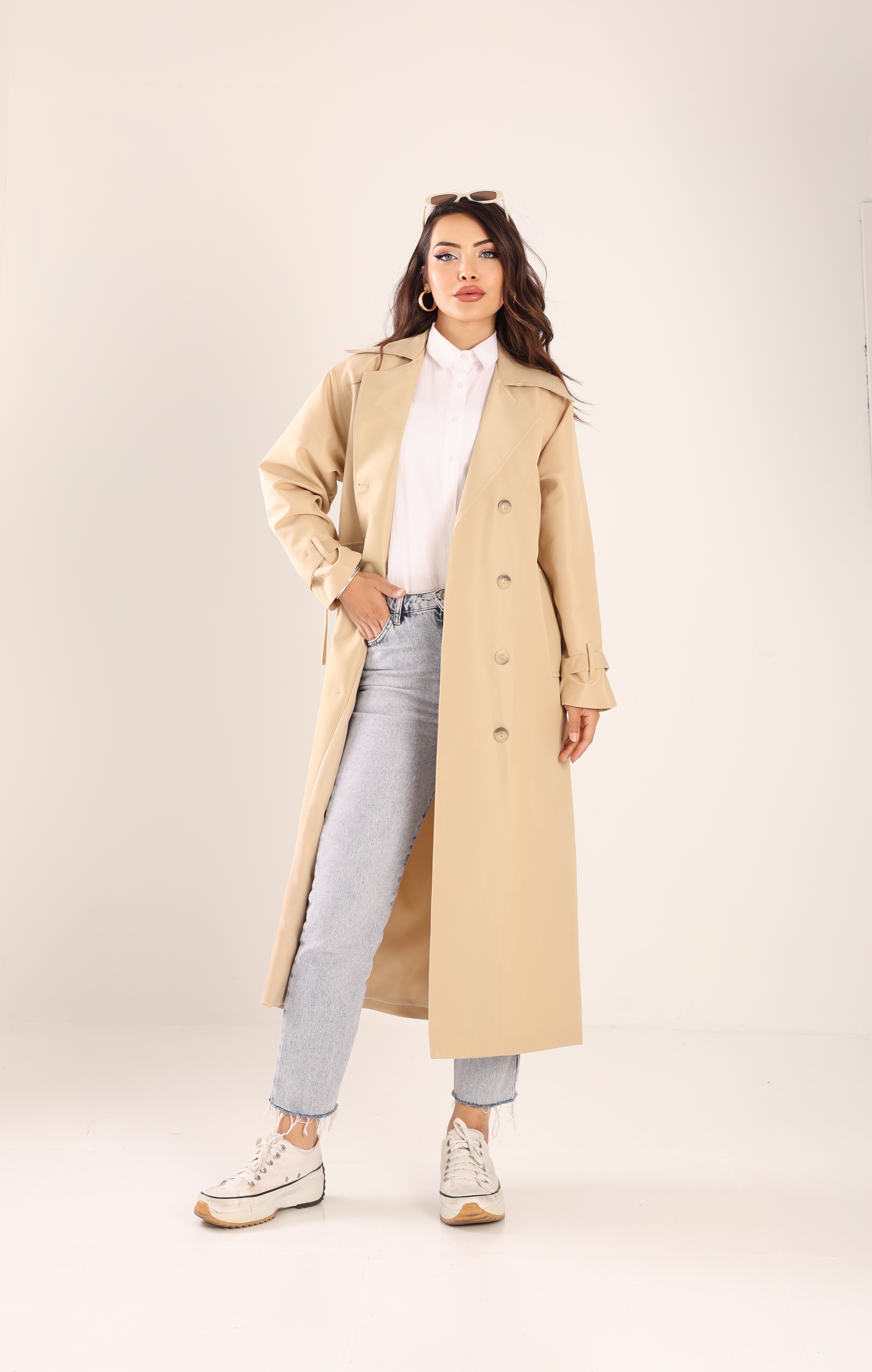 Trençkot Tasarım Oversize Astarlı Geniş Kesim