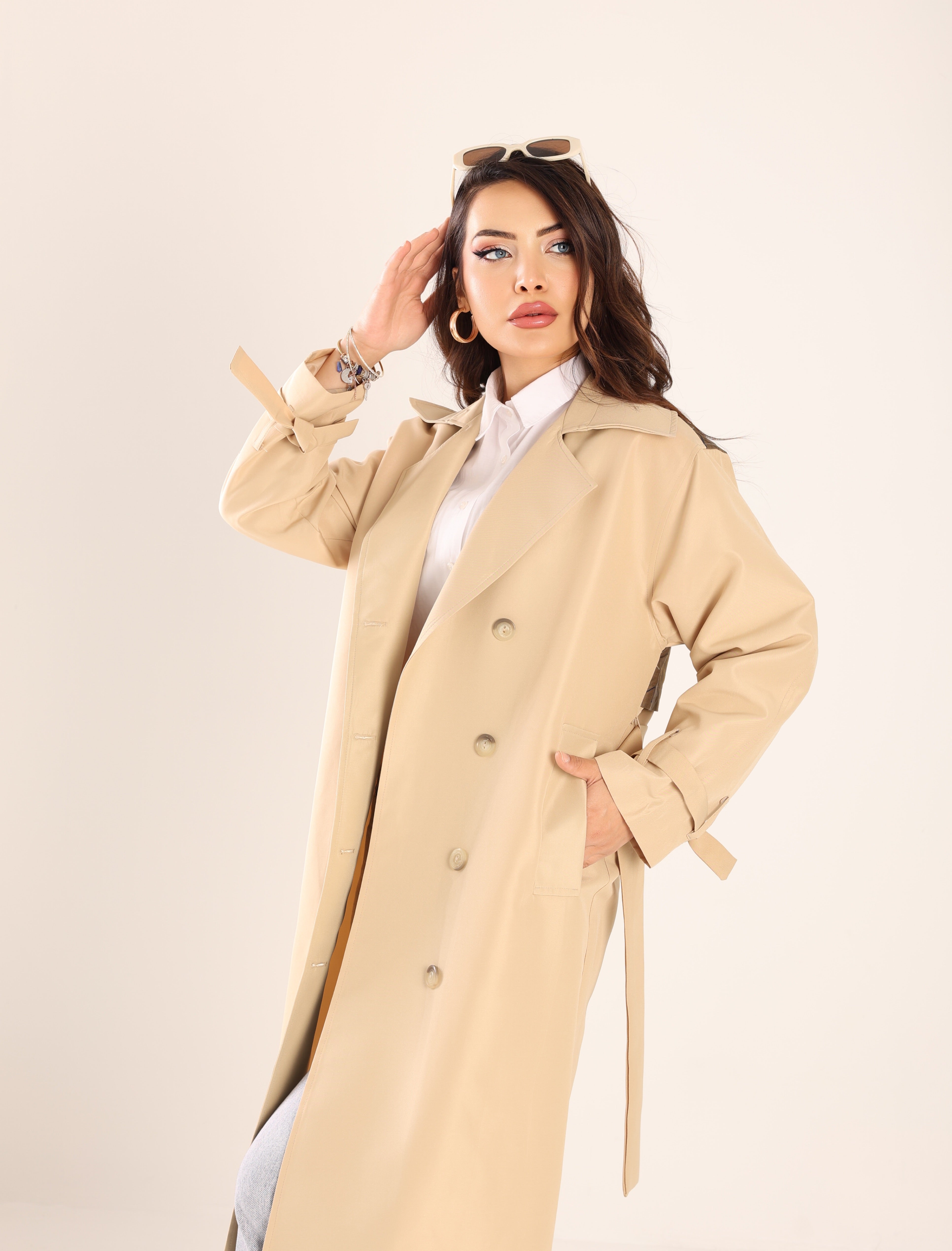 Trençkot Tasarım Oversize Astarlı Geniş Kesim