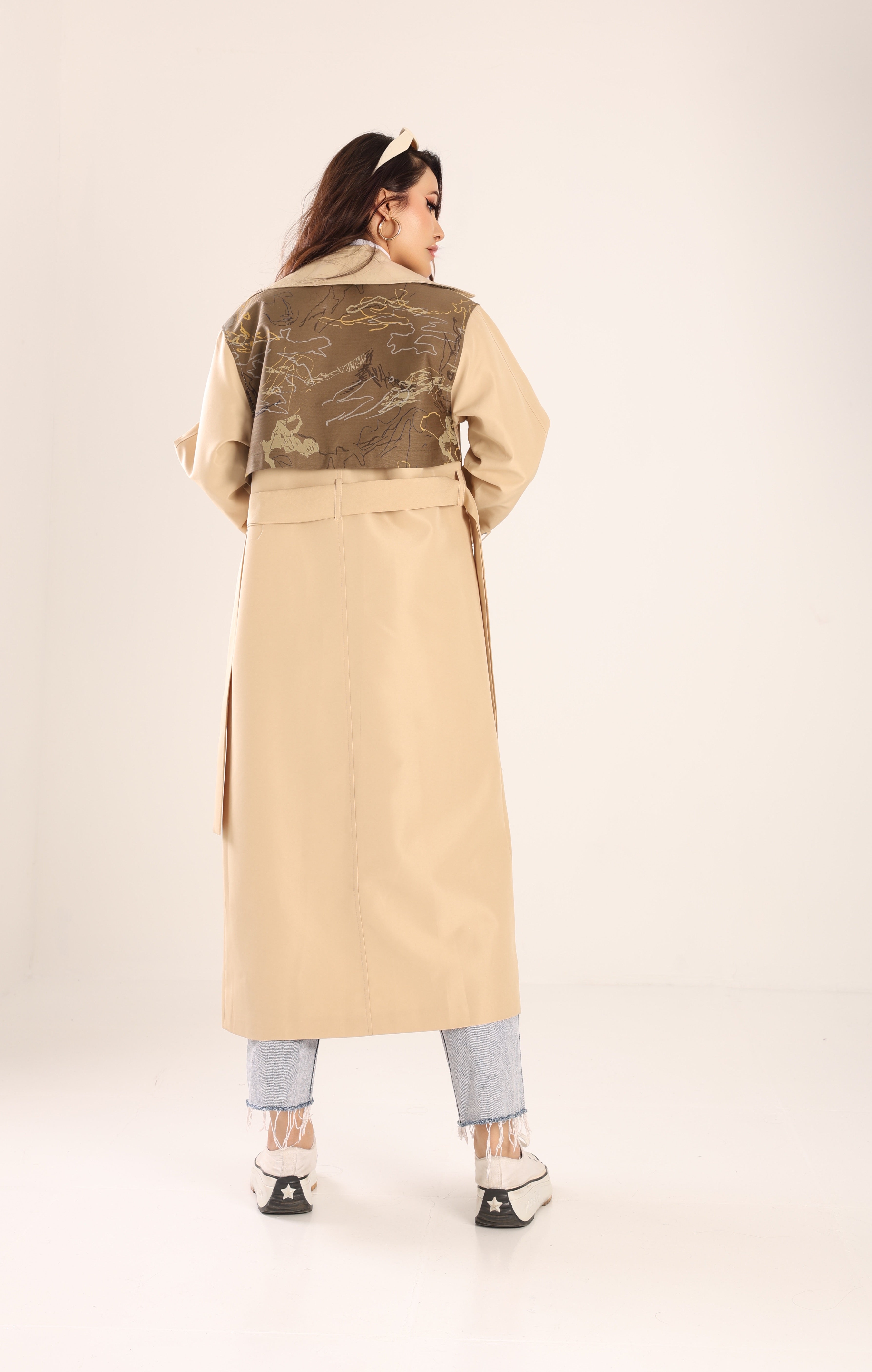 Trençkot Tasarım Oversize Astarlı Geniş Kesim