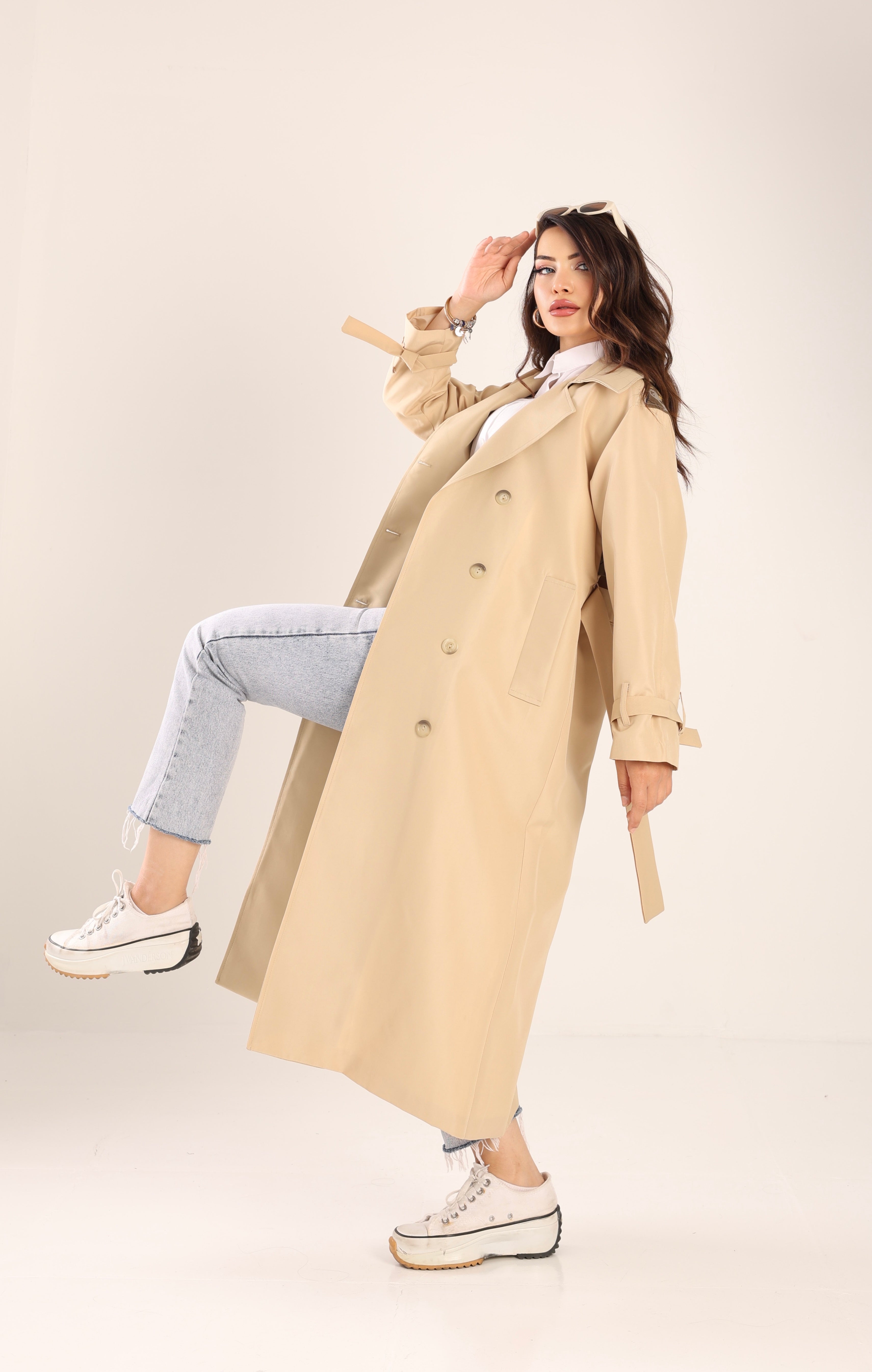 Trençkot Tasarım Oversize Astarlı Geniş Kesim