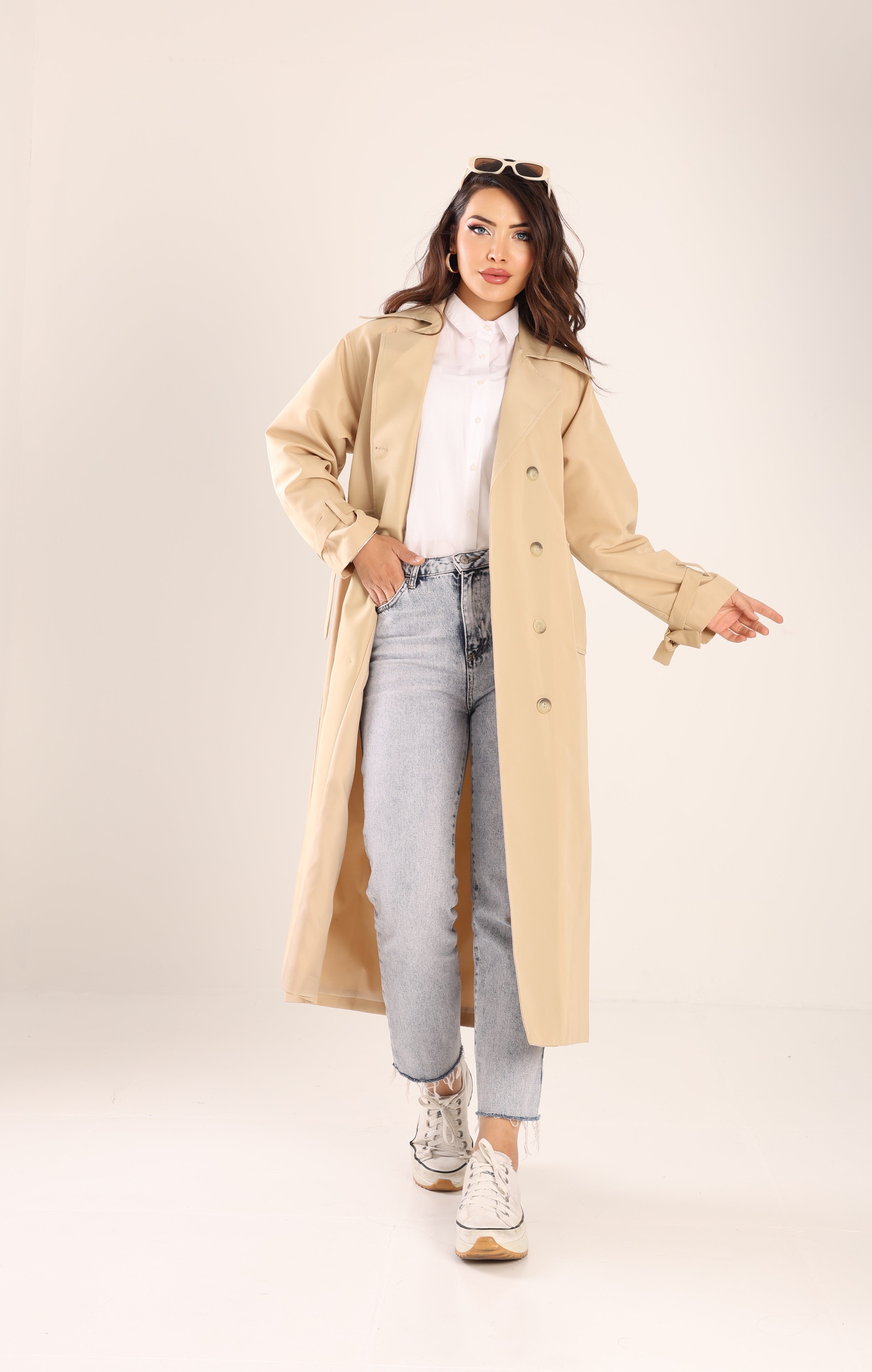 Trençkot Tasarım Oversize Astarlı Geniş Kesim