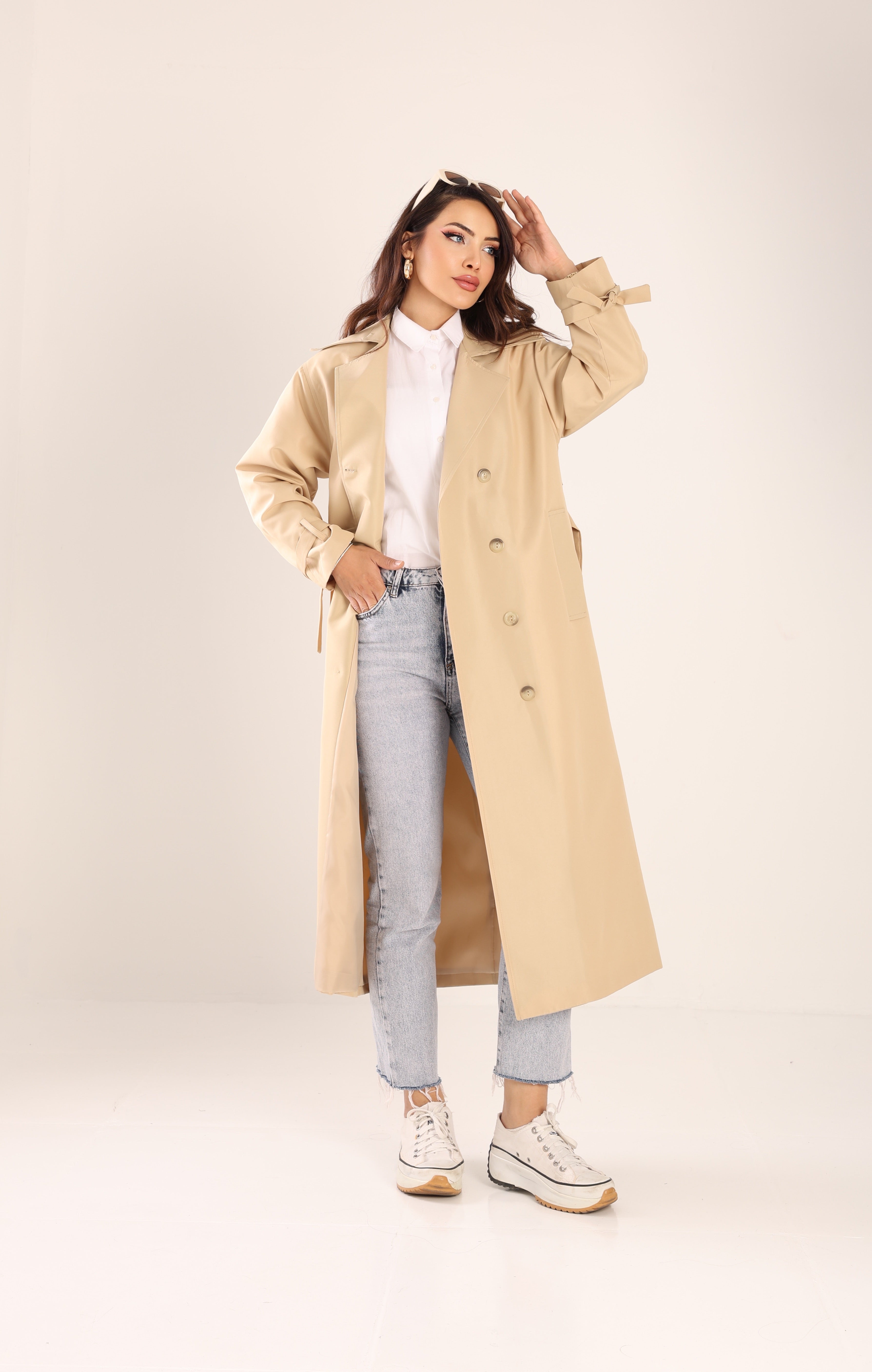 Trençkot Tasarım Oversize Astarlı Geniş Kesim