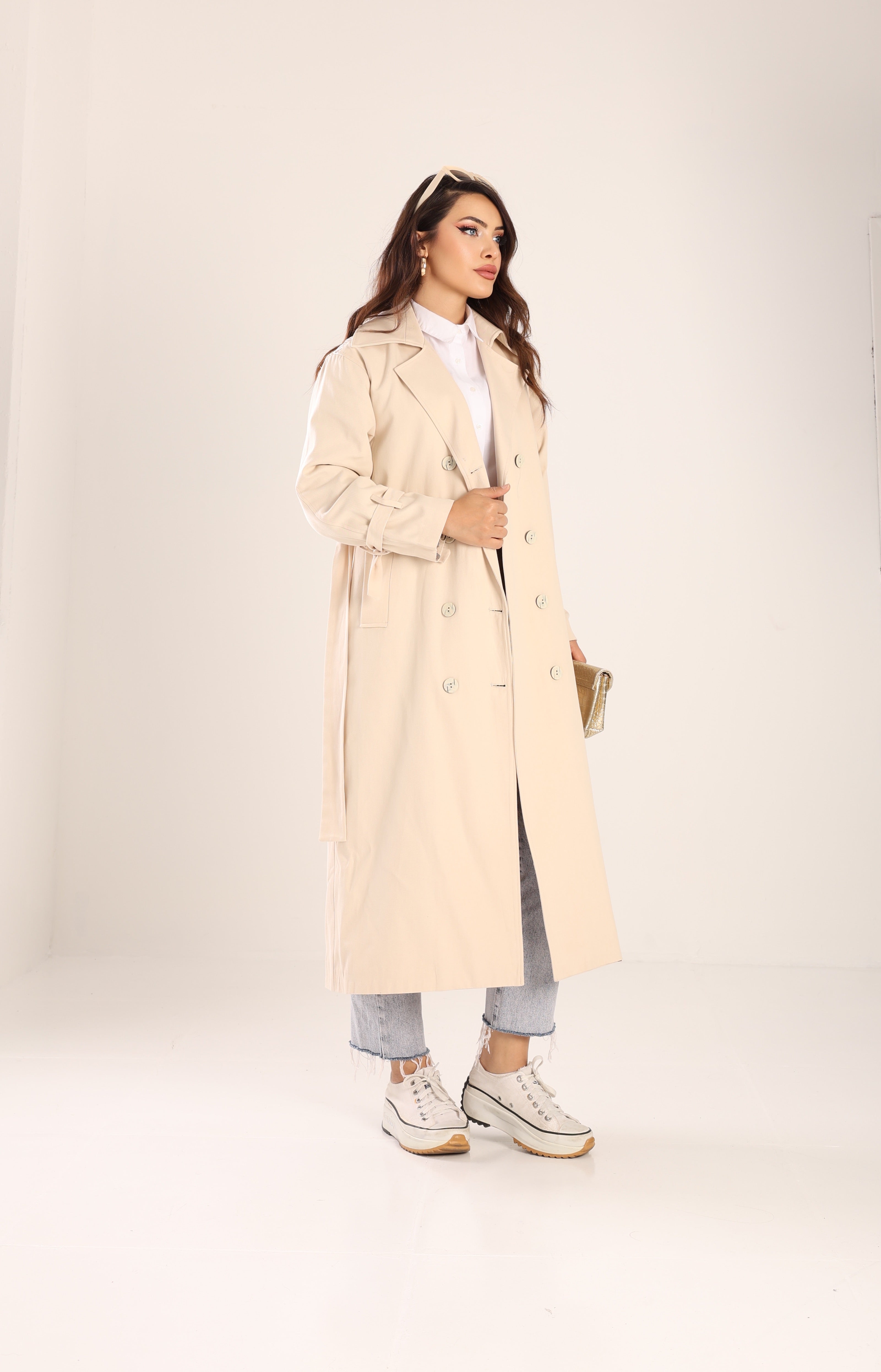 Trençkot Tasarım Oversize Astarlı Geniş Kesim