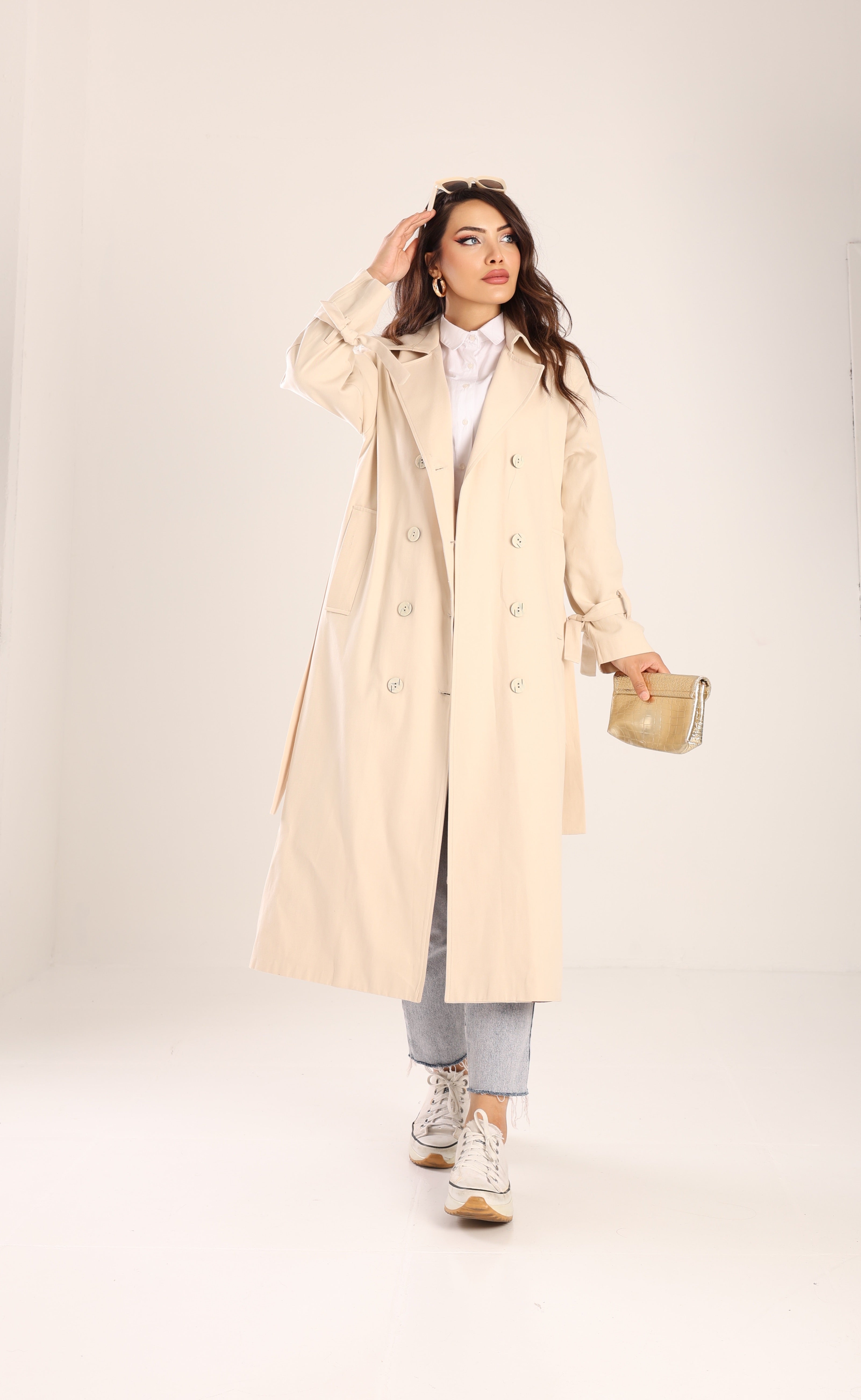 Trençkot Tasarım Oversize Astarlı Geniş Kesim