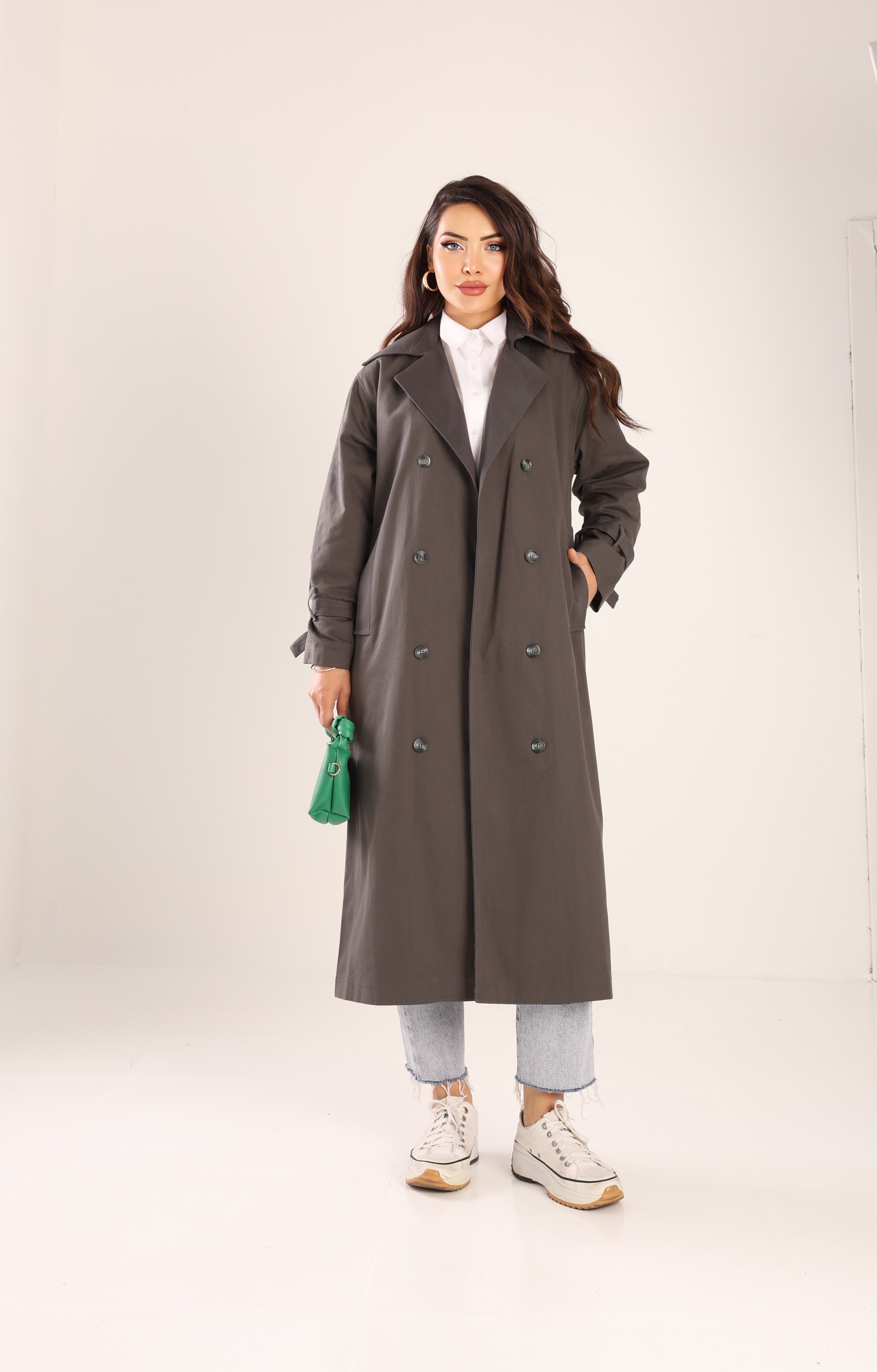 Trençkot Tasarım Oversize Astarlı Geniş Kesim