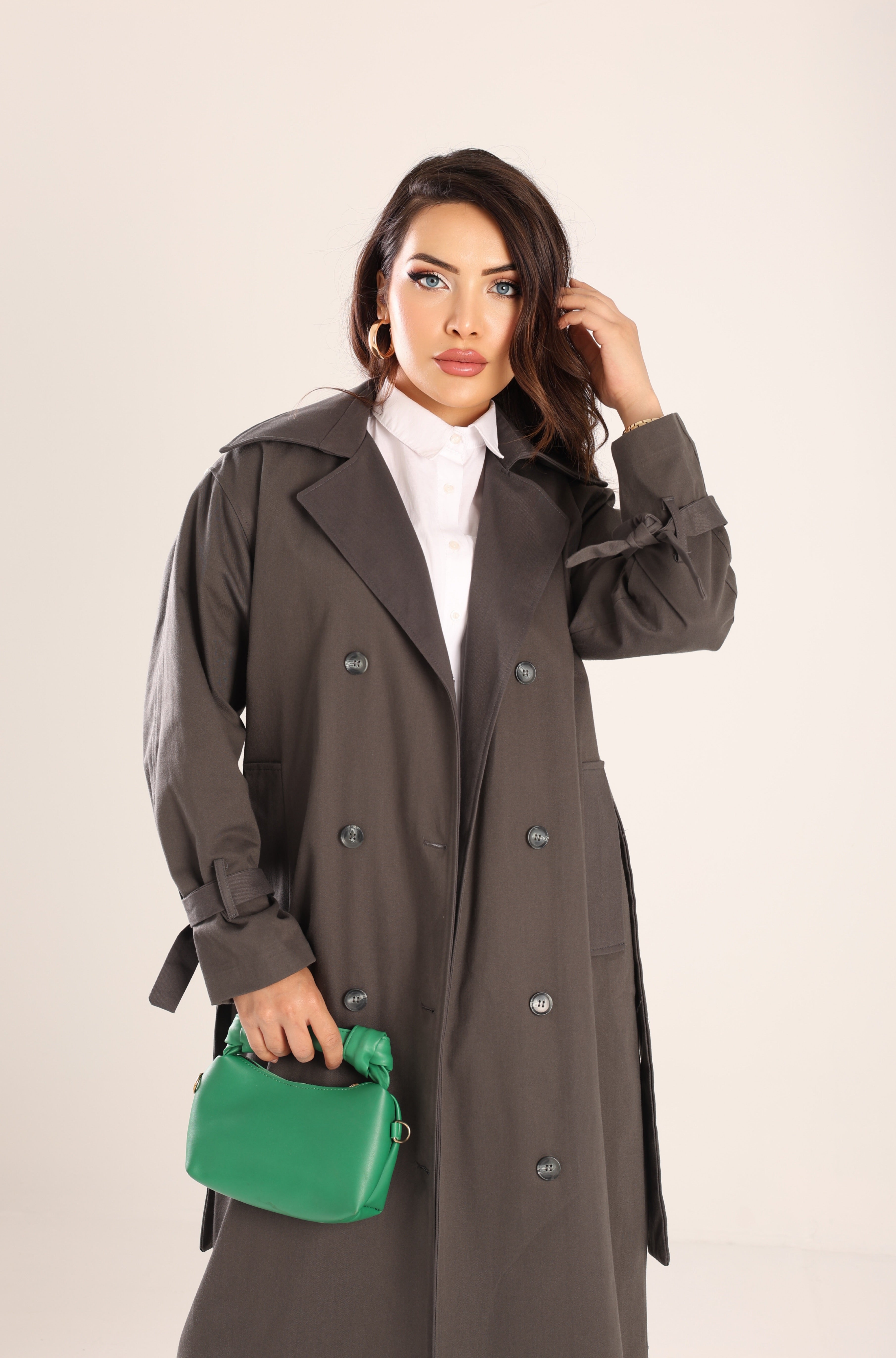 Trençkot Tasarım Oversize Astarlı Geniş Kesim