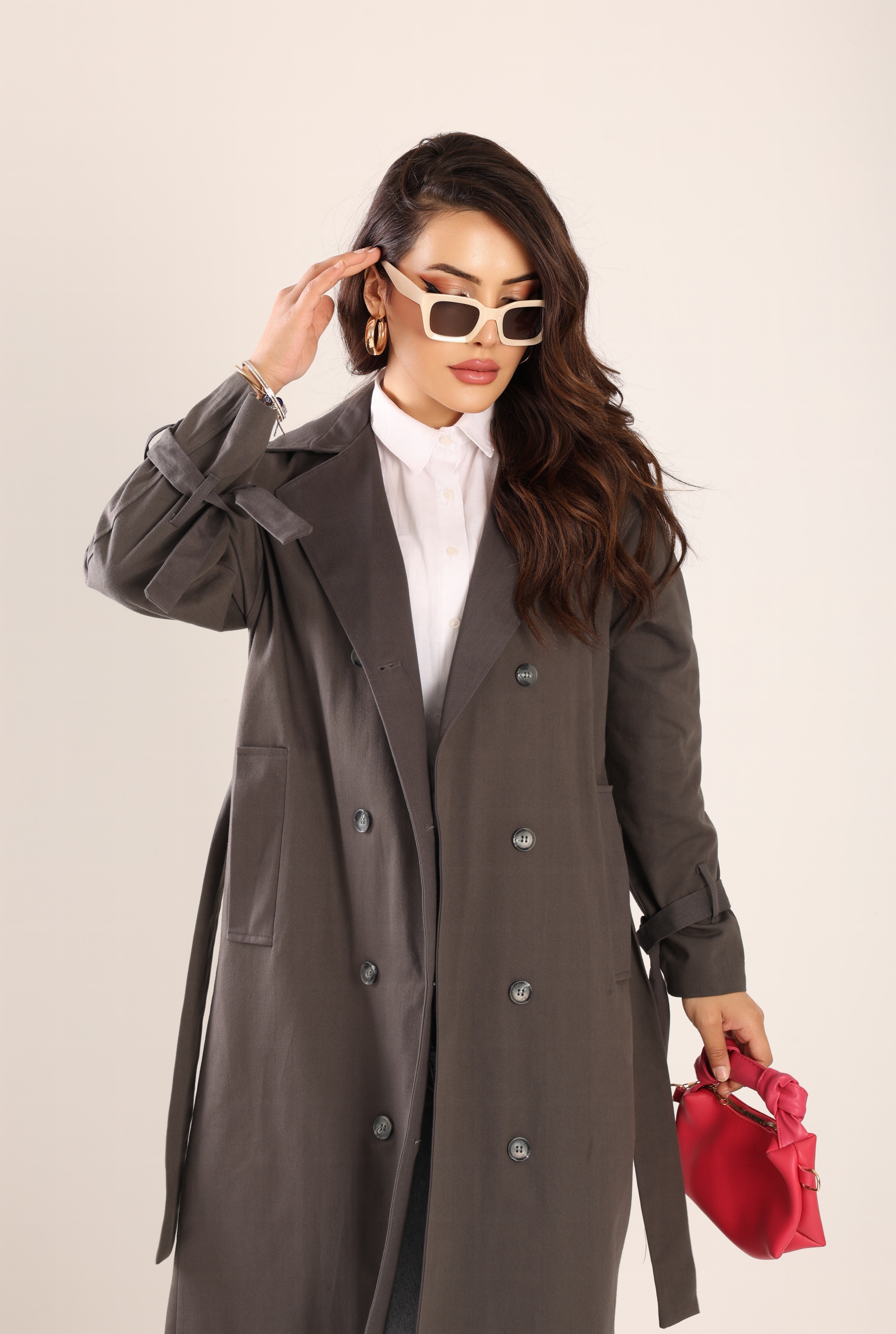 Trençkot Tasarım Oversize Astarlı Geniş Kesim