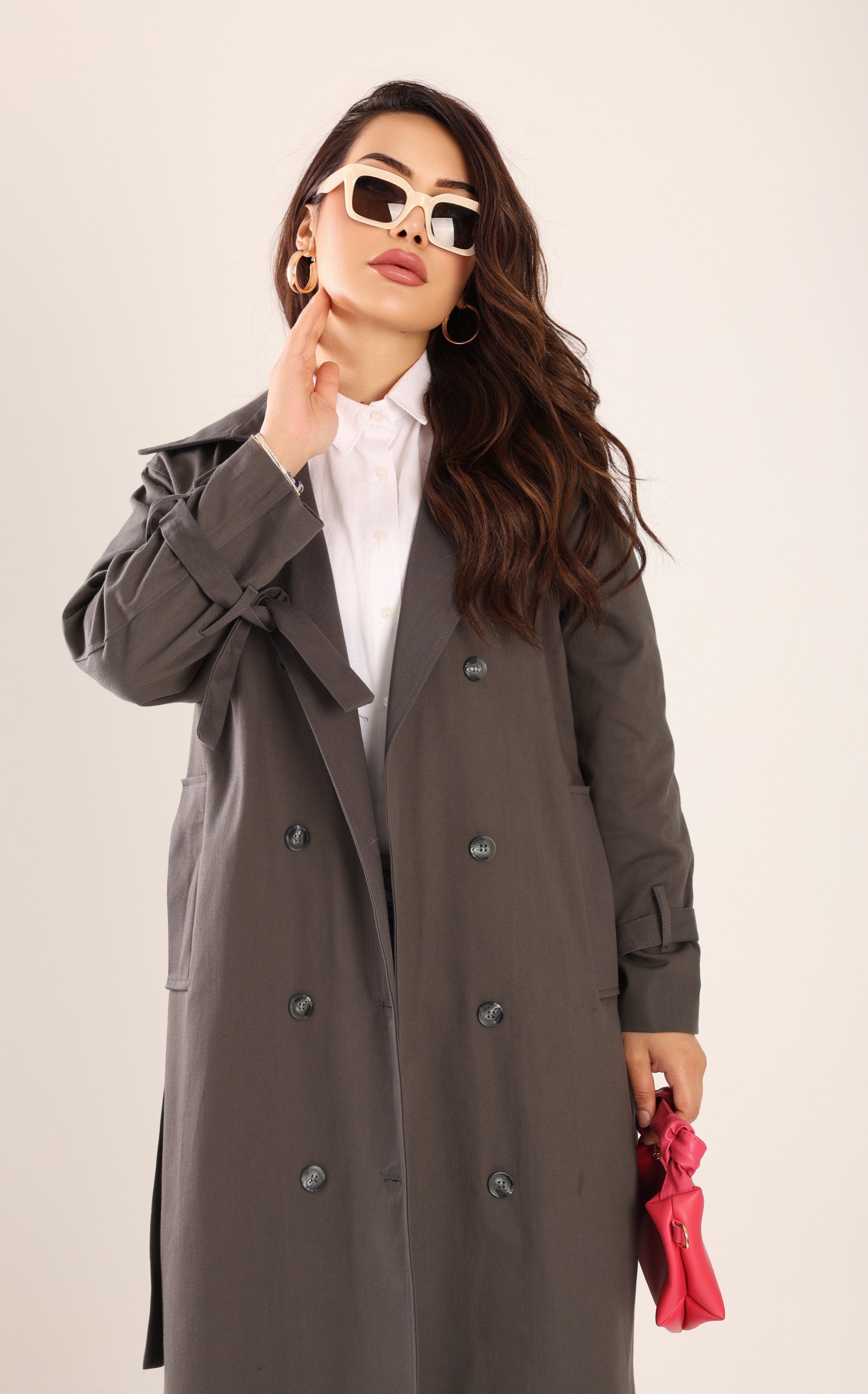 Trençkot Tasarım Oversize Astarlı Geniş Kesim