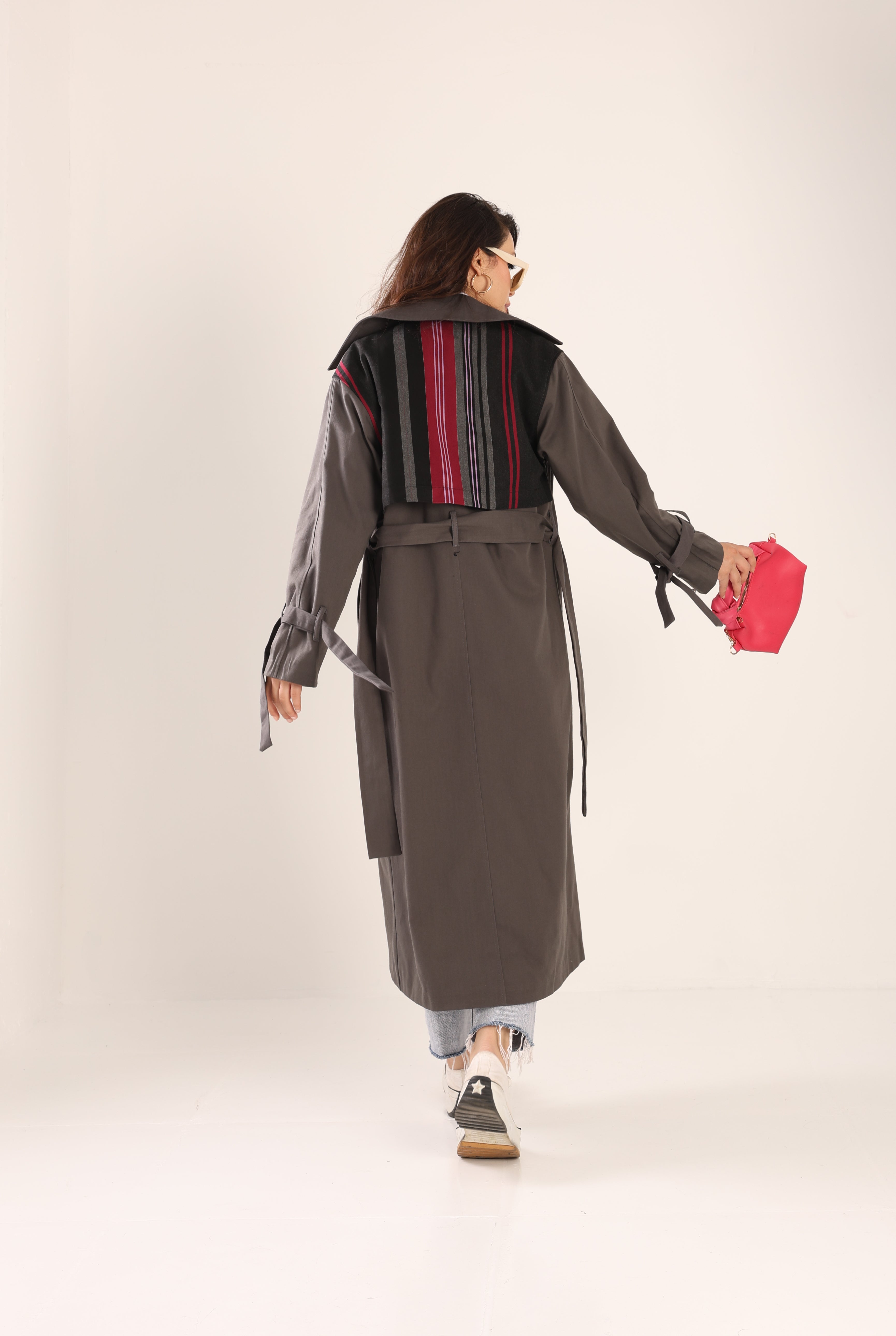 Trençkot Tasarım Oversize Astarlı Geniş Kesim