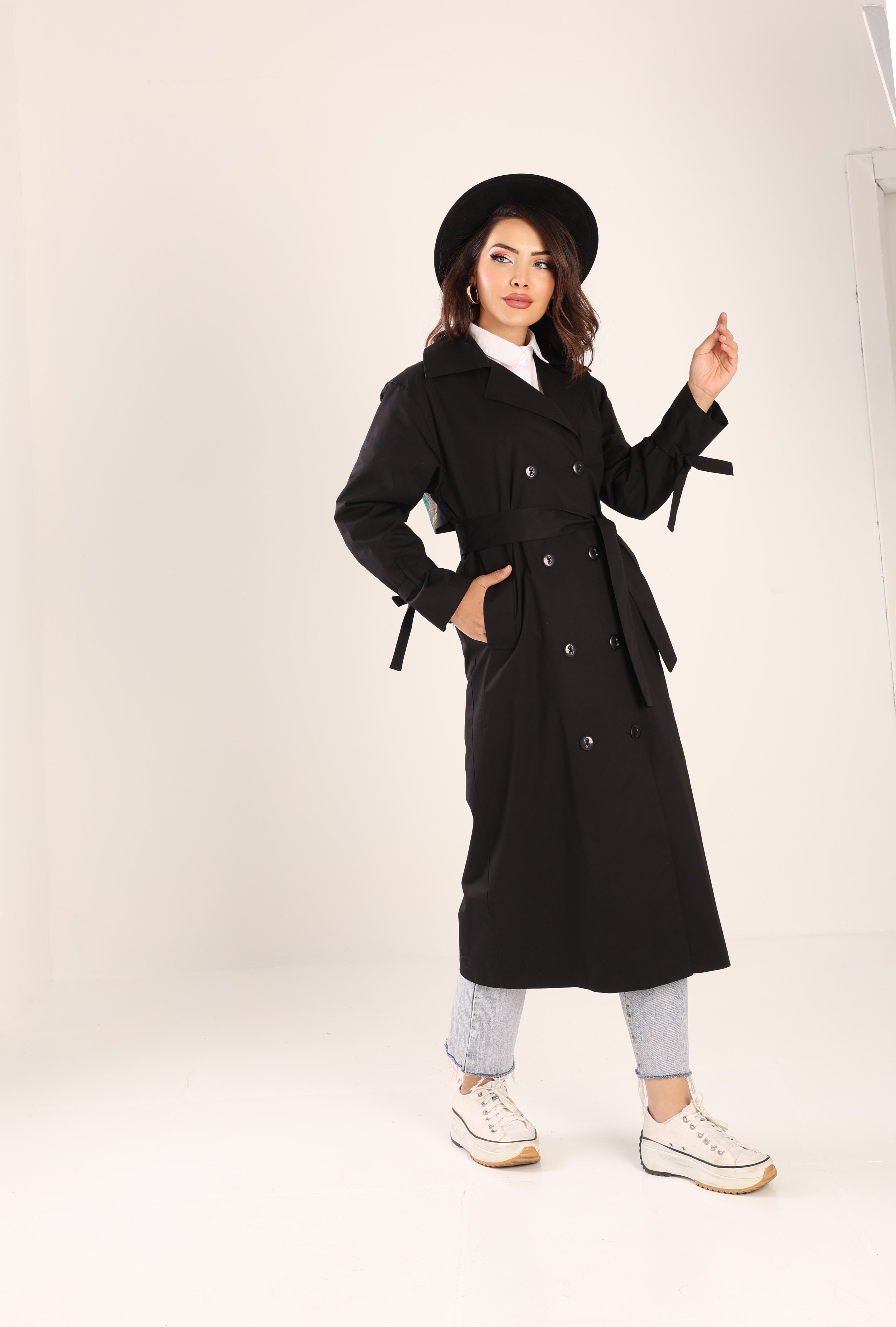 Trençkot Tasarım Oversize Astarlı Geniş Kesim