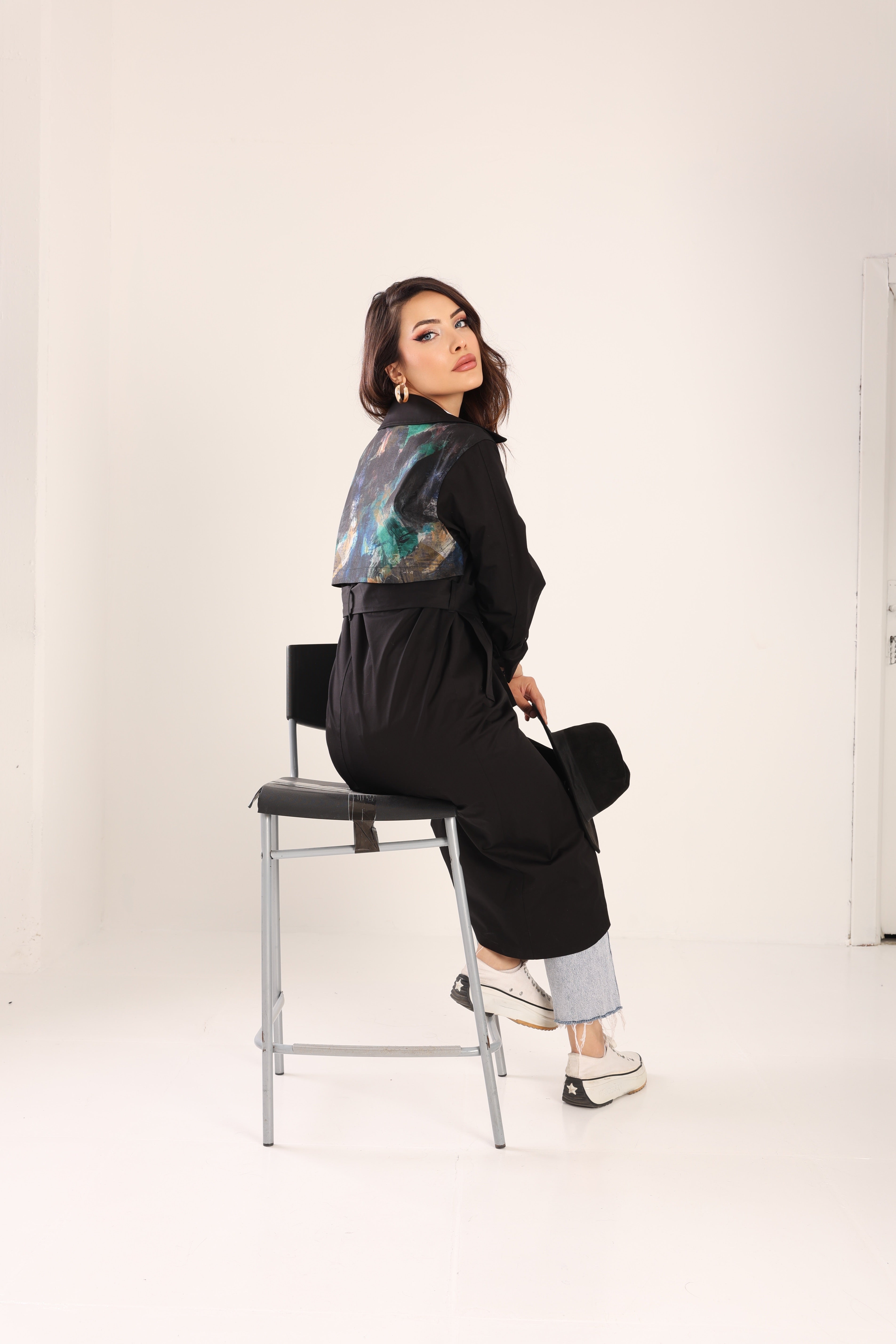 Trençkot Tasarım Oversize Astarlı Geniş Kesim