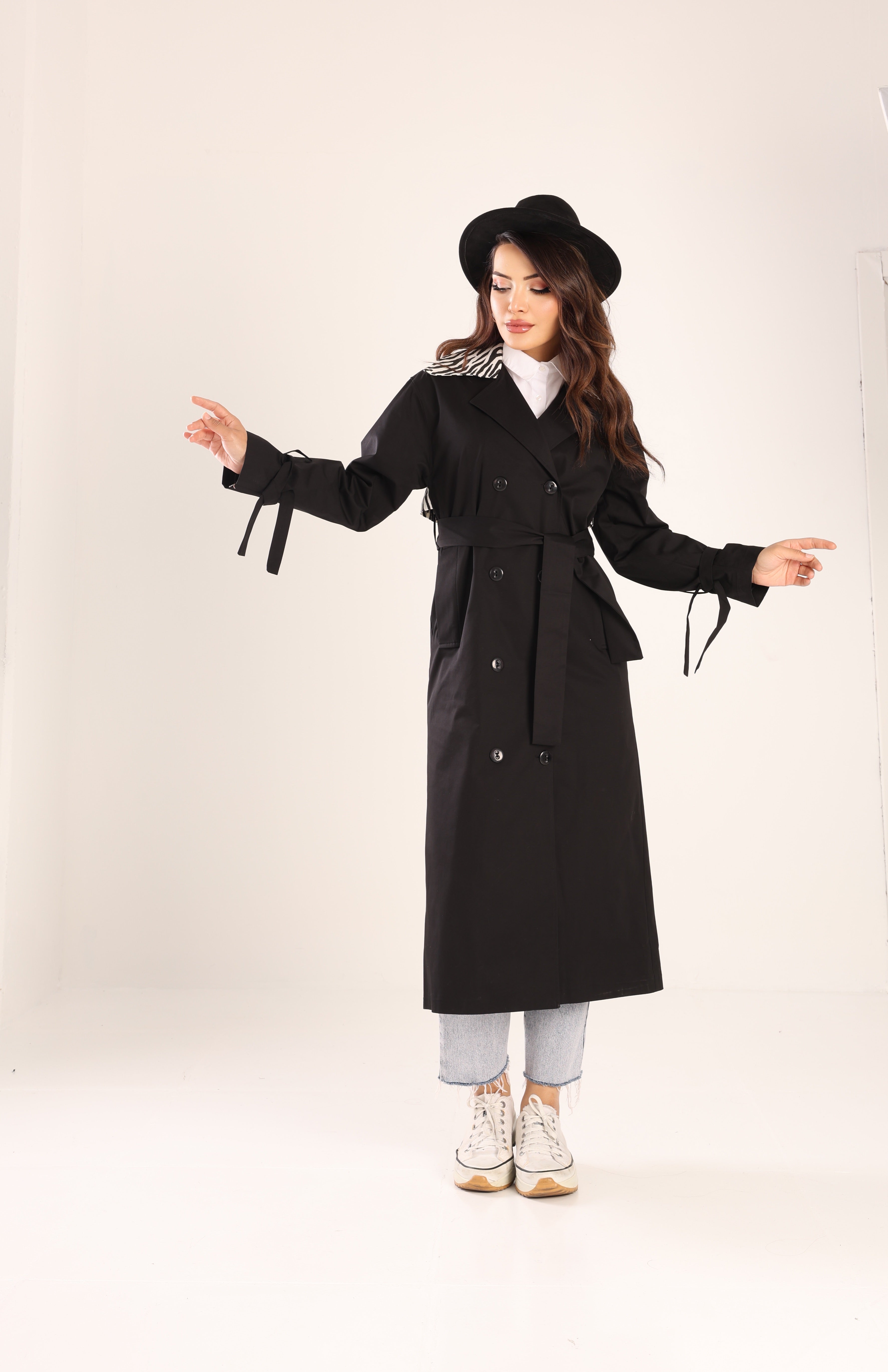 Trençkot Tasarım Oversize Astarlı Geniş Kesim