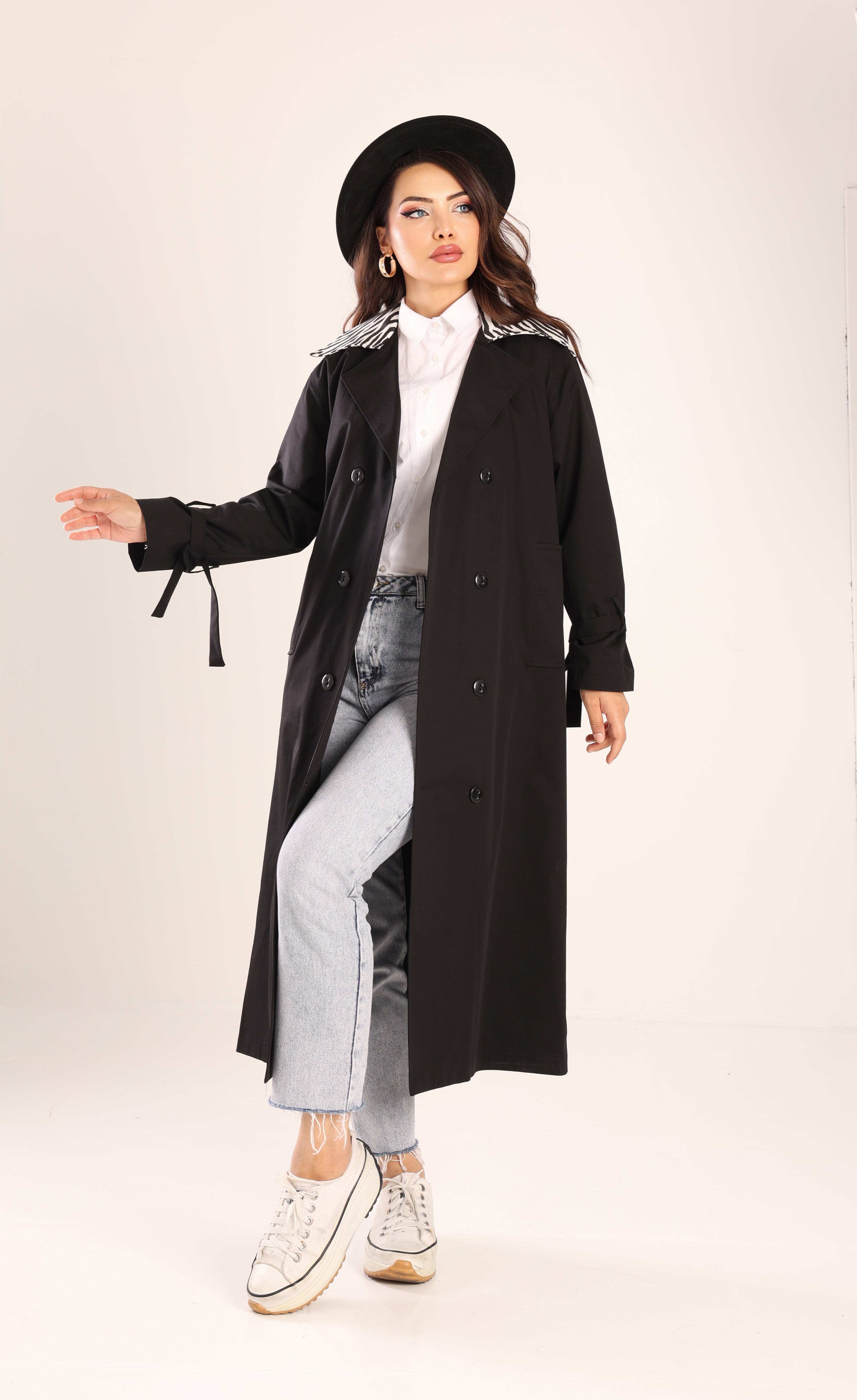 Trençkot Tasarım Oversize Astarlı Geniş Kesim