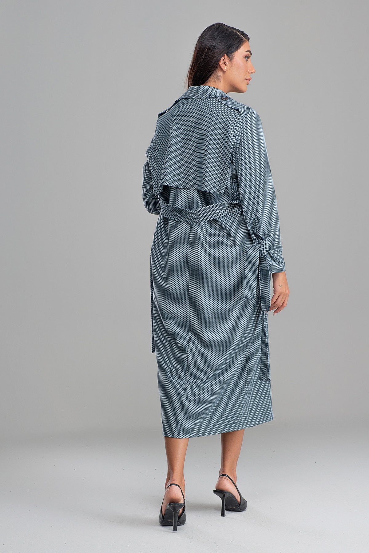 Trençkot Oversize Astarlı Rüzgarlık Detaylı Desenli Geniş Kesim Nora