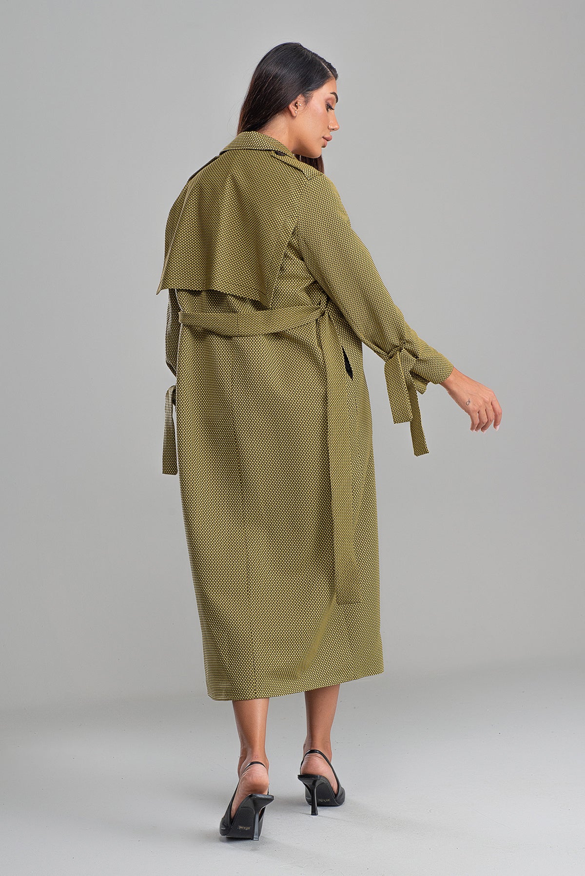 Trençkot Oversize Astarlı Rüzgarlık Detaylı Desenli Geniş Kesim Nora