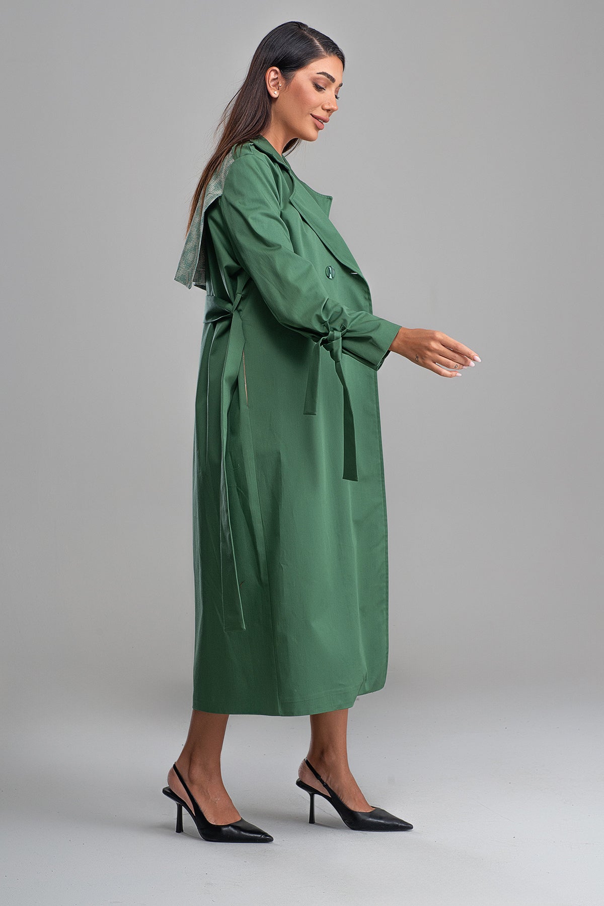 Trençkot Oversize Astarlı Rüzgarlık Detaylı Geniş Kesim Tasarım Nora