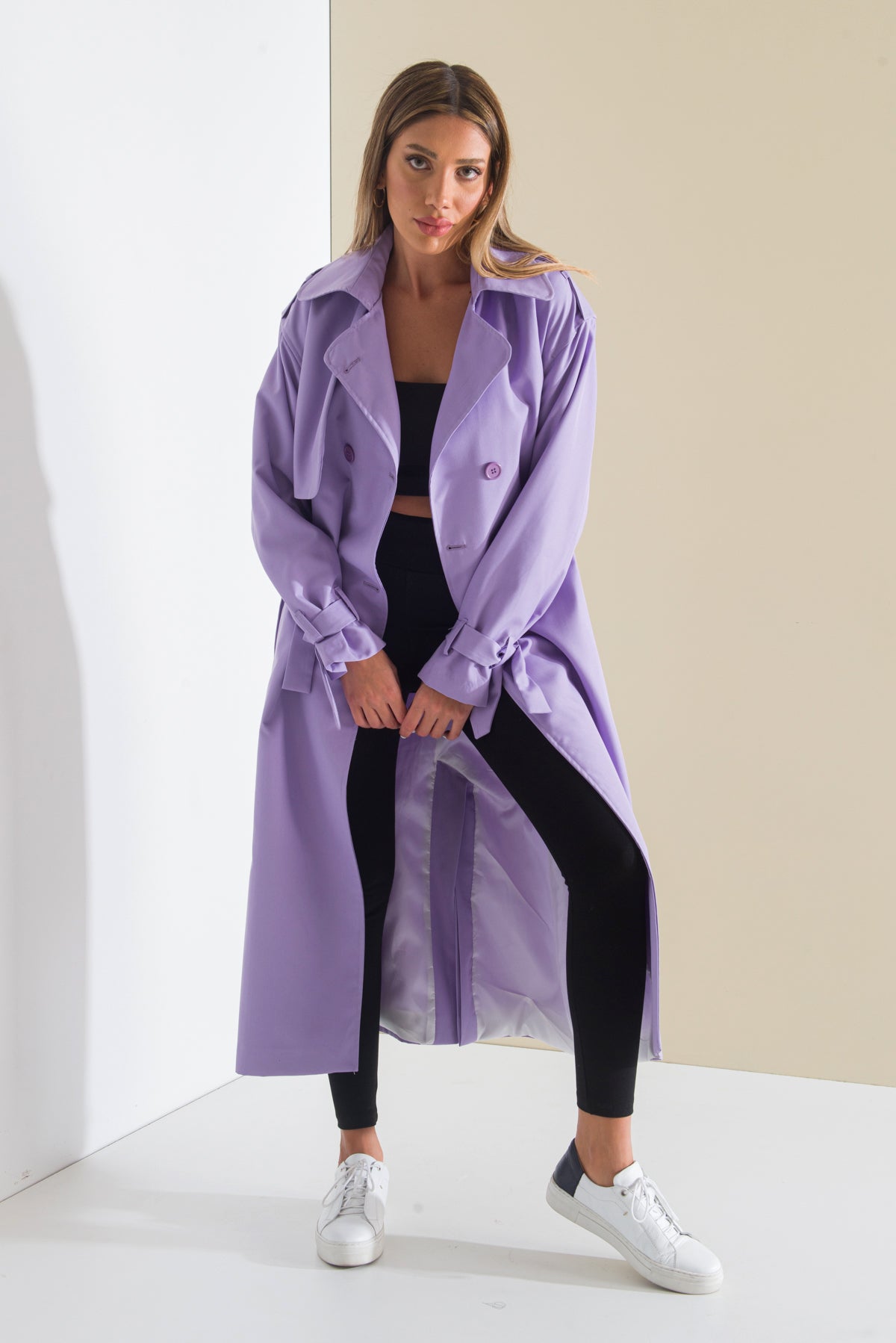 Trençkot Oversize Astarlı Geniş Kesim Pelerin Detaylı Arrow