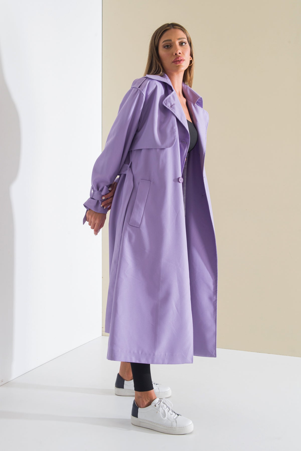 Trençkot Oversize Astarlı Geniş Kesim Pelerin Detaylı Arrow