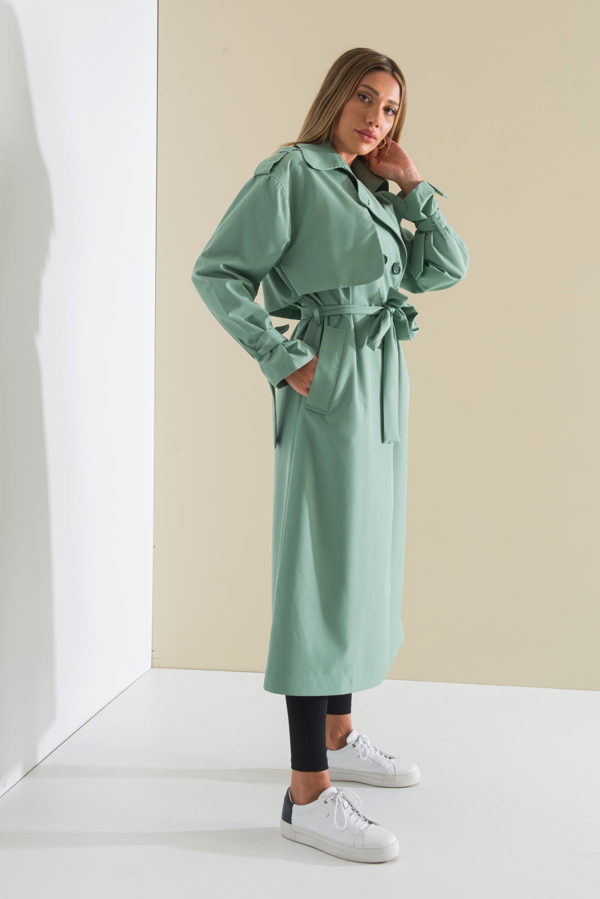 Trençkot Oversize Astarlı Geniş Kesim Pelerin Detaylı Arrow