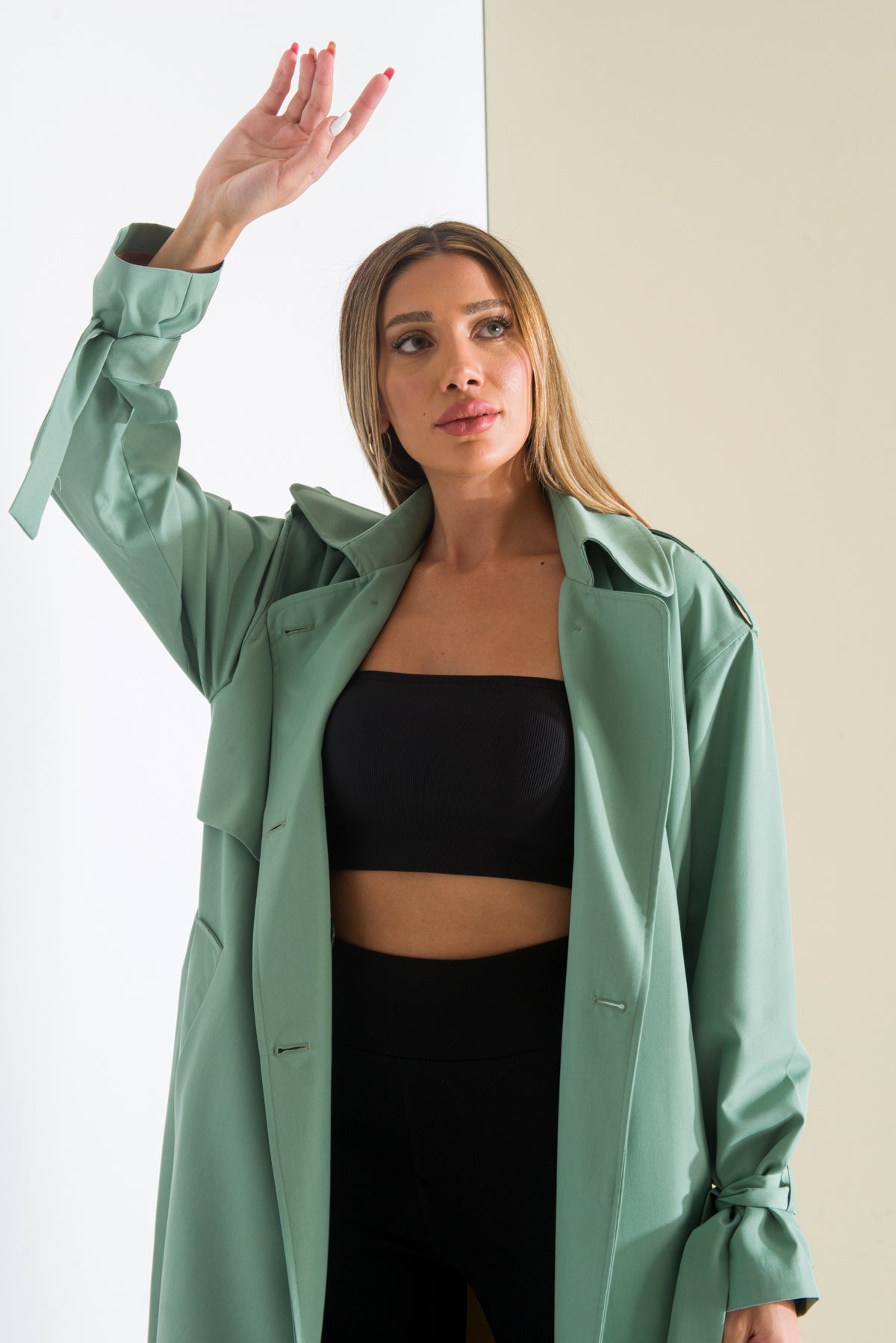 Trençkot Oversize Astarlı Geniş Kesim Pelerin Detaylı Arrow