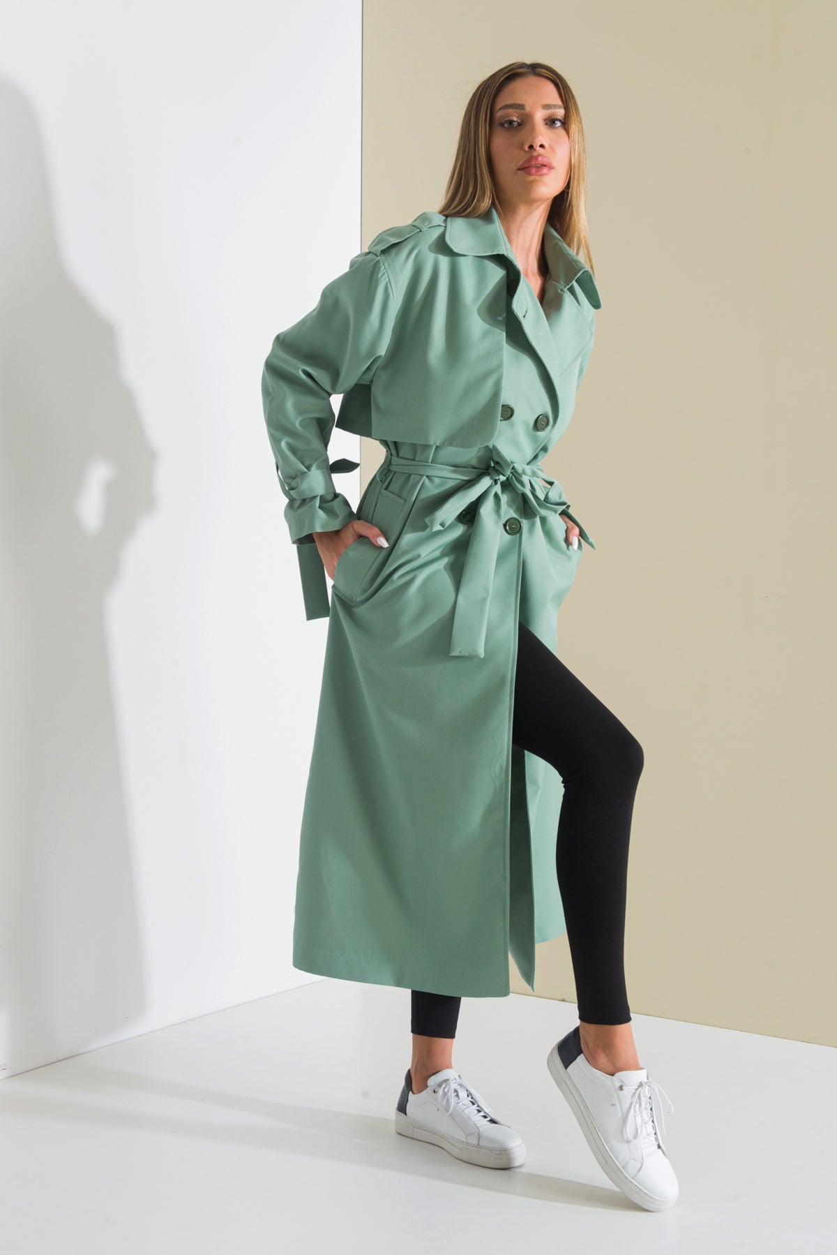 Trençkot Oversize Astarlı Geniş Kesim Pelerin Detaylı Arrow