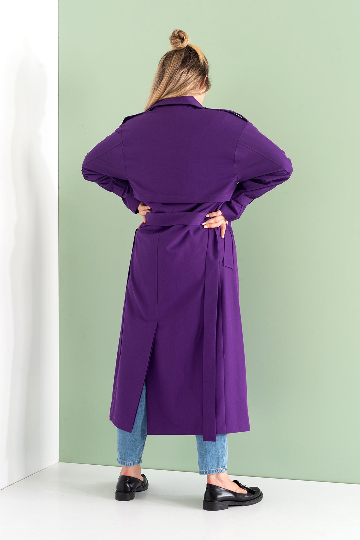 Trençkot Oversize Astarlı Geniş Kesim Pelerin Detaylı Arrow