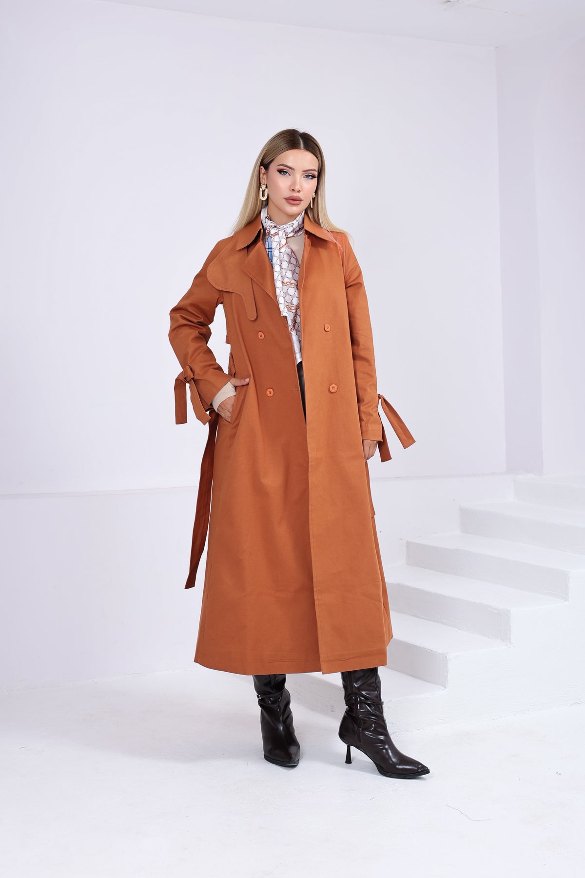 Trençkot Oversize Astarlı Geniş Kesim Parrot