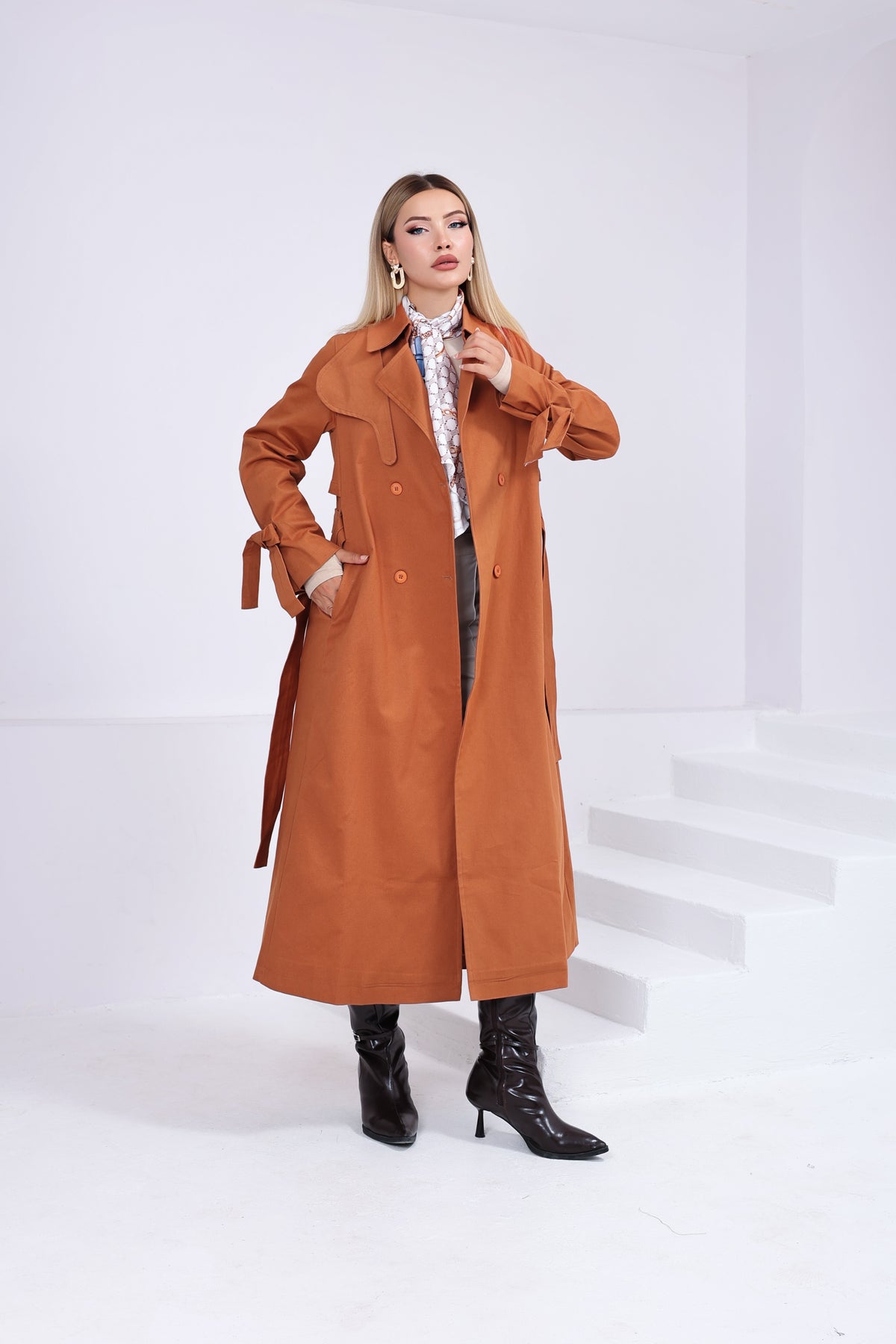 Trençkot Oversize Astarlı Geniş Kesim Parrot