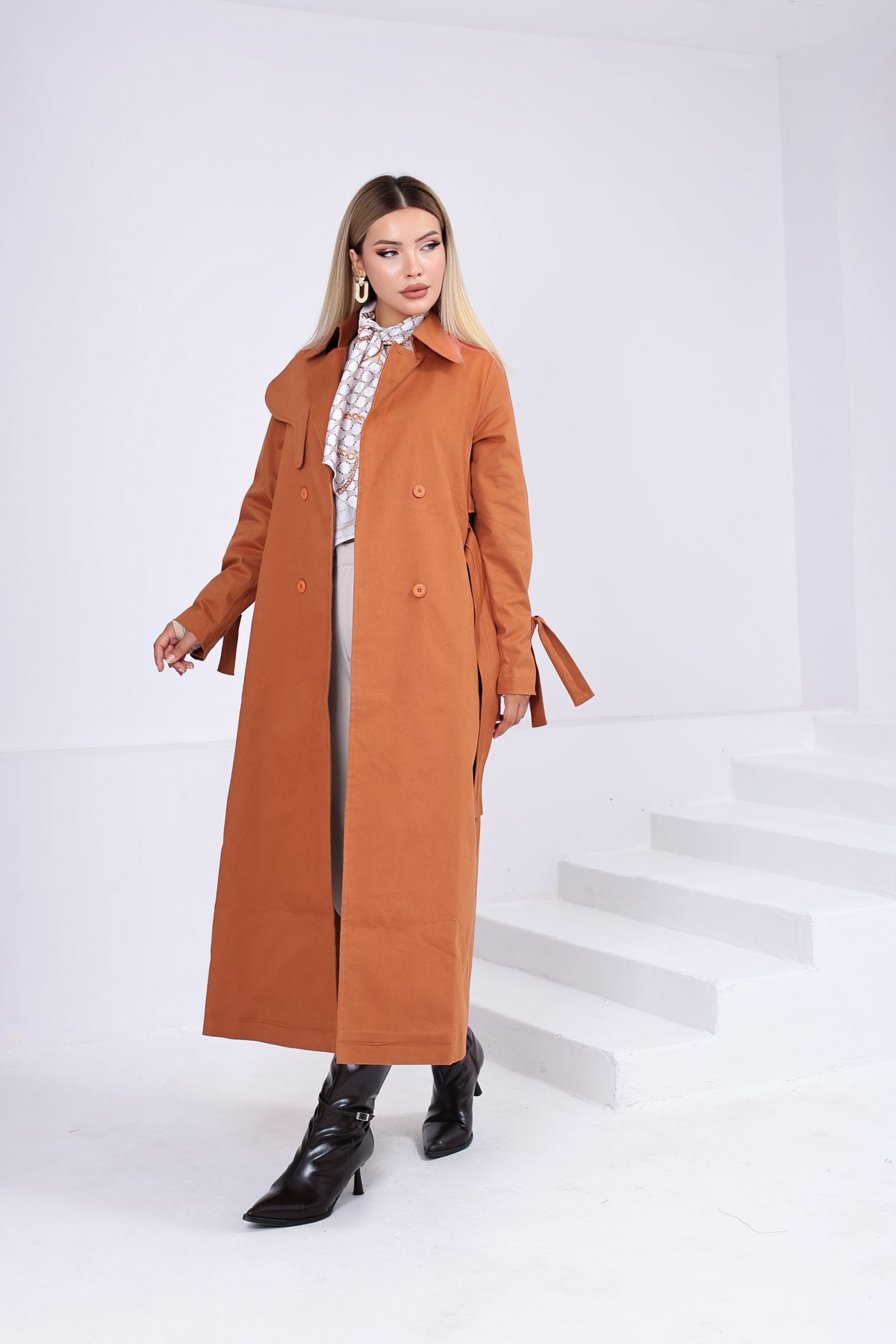 Trençkot Oversize Astarlı Geniş Kesim Parrot