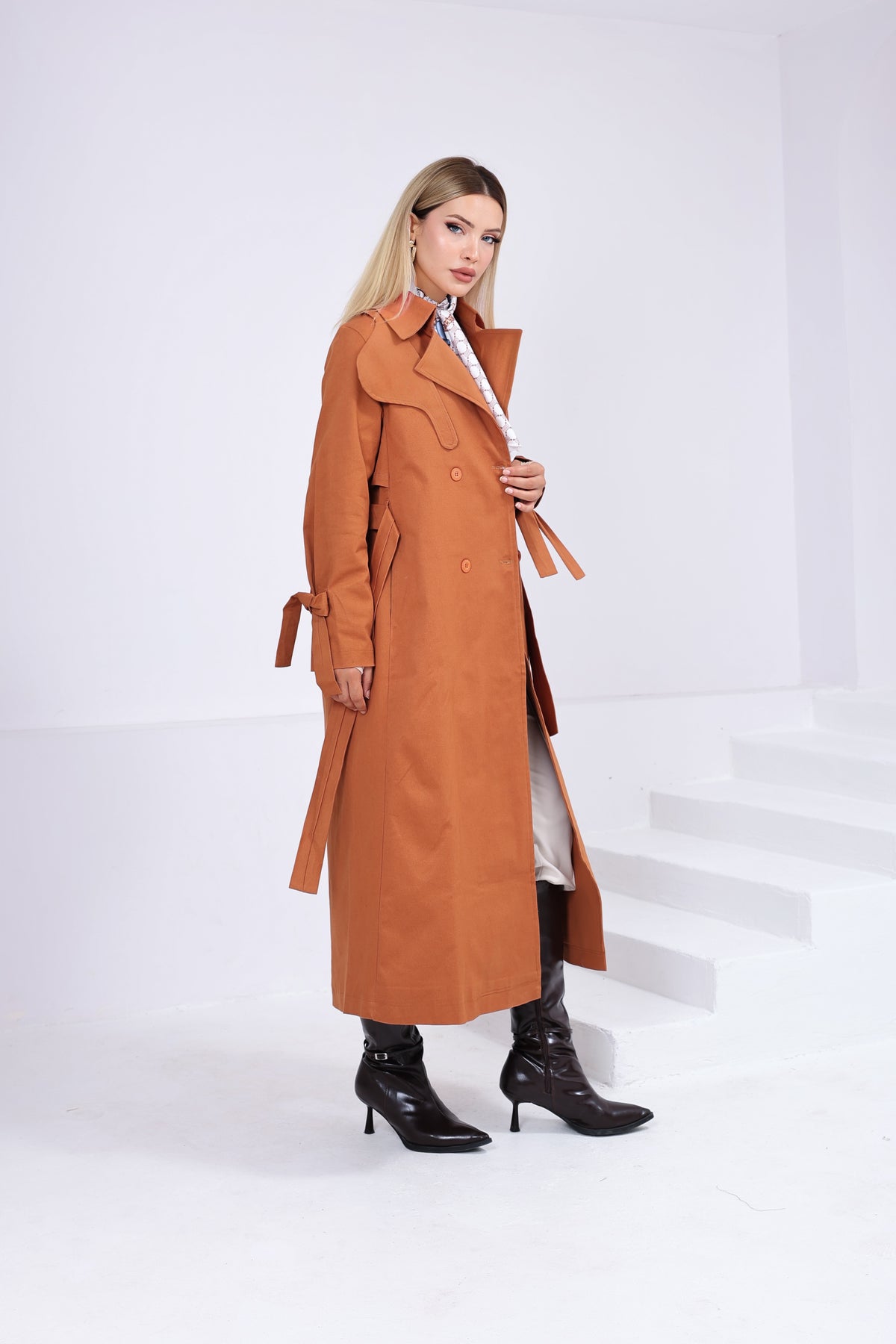 Trençkot Oversize Astarlı Geniş Kesim Parrot