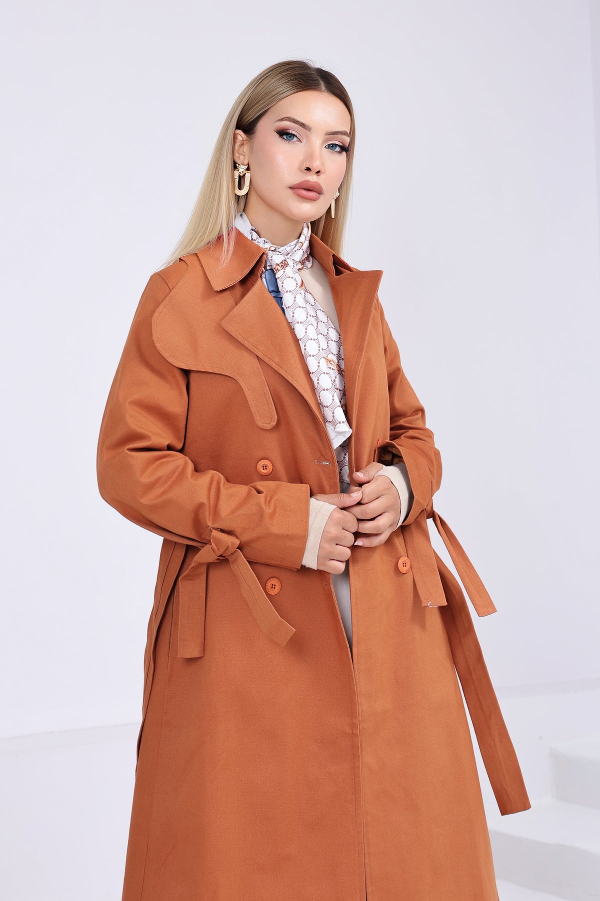 Trençkot Oversize Astarlı Geniş Kesim Parrot