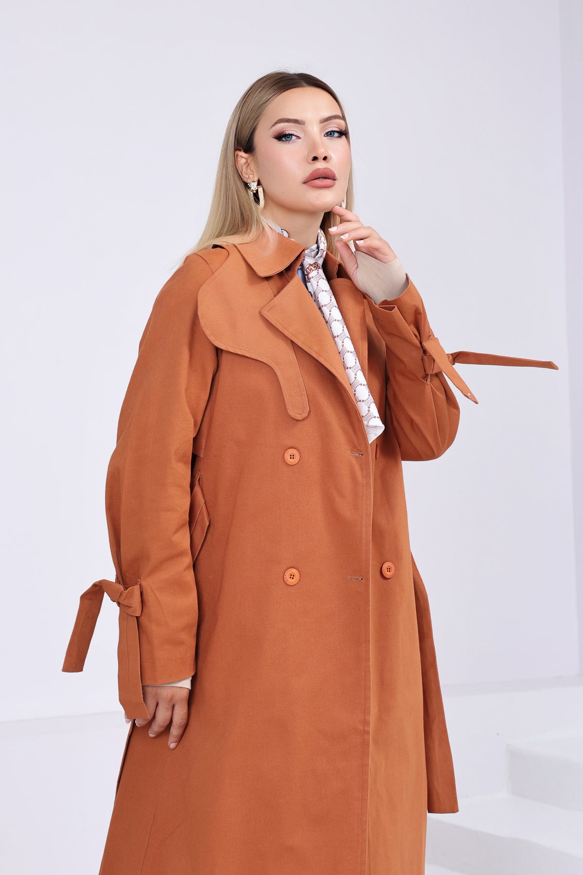 Trençkot Oversize Astarlı Geniş Kesim Parrot