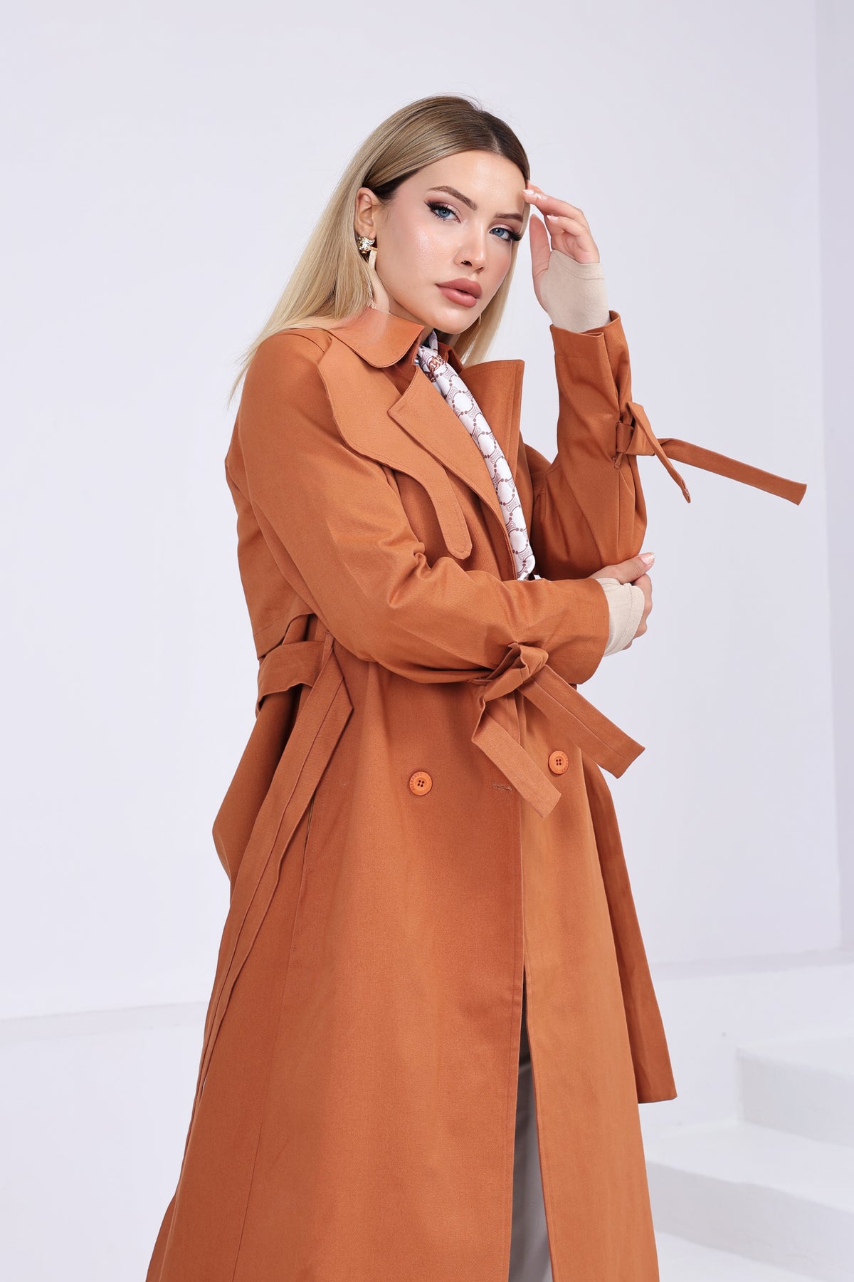 Trençkot Oversize Astarlı Geniş Kesim Parrot