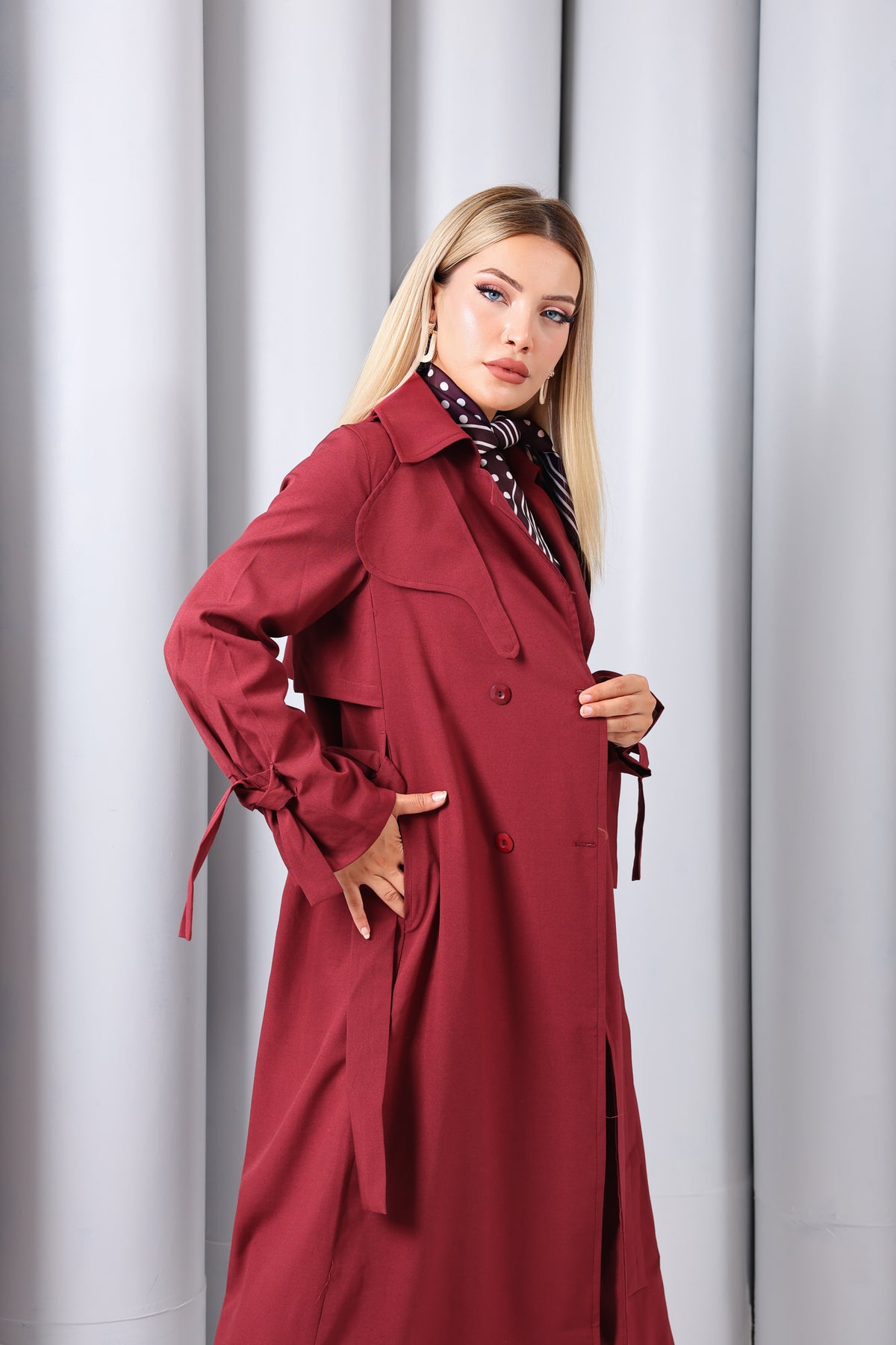 Trençkot Oversize Astarlı Geniş Kesim Parrot