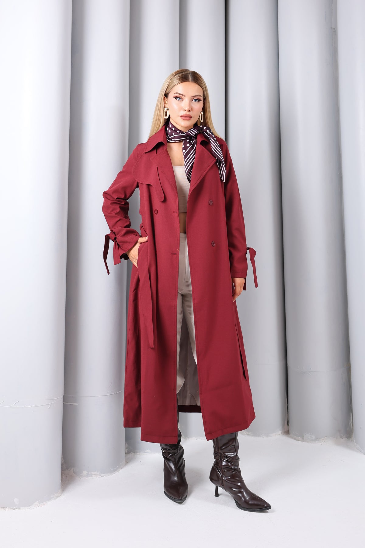 Trençkot Oversize Astarlı Geniş Kesim Parrot