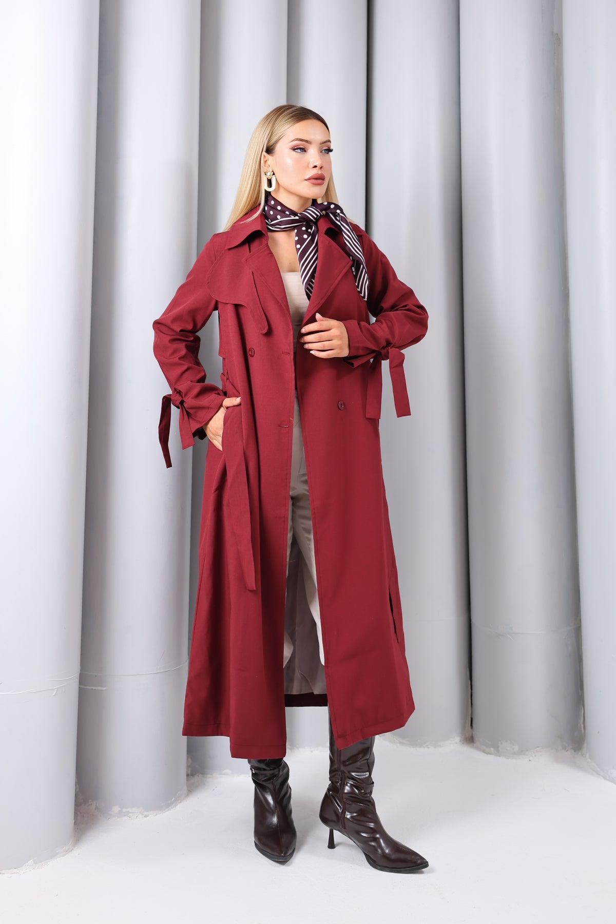 Trençkot Oversize Astarlı Geniş Kesim Parrot