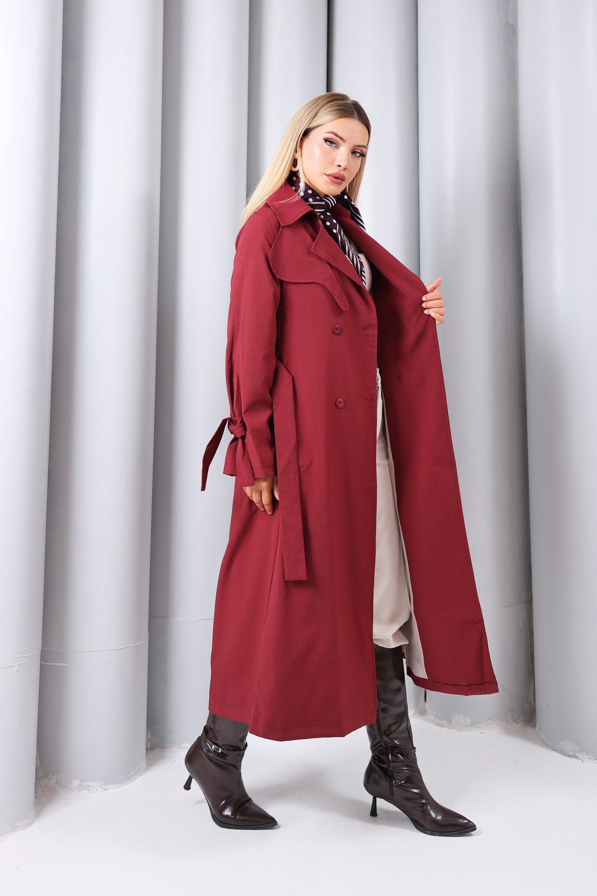 Trençkot Oversize Astarlı Geniş Kesim Parrot