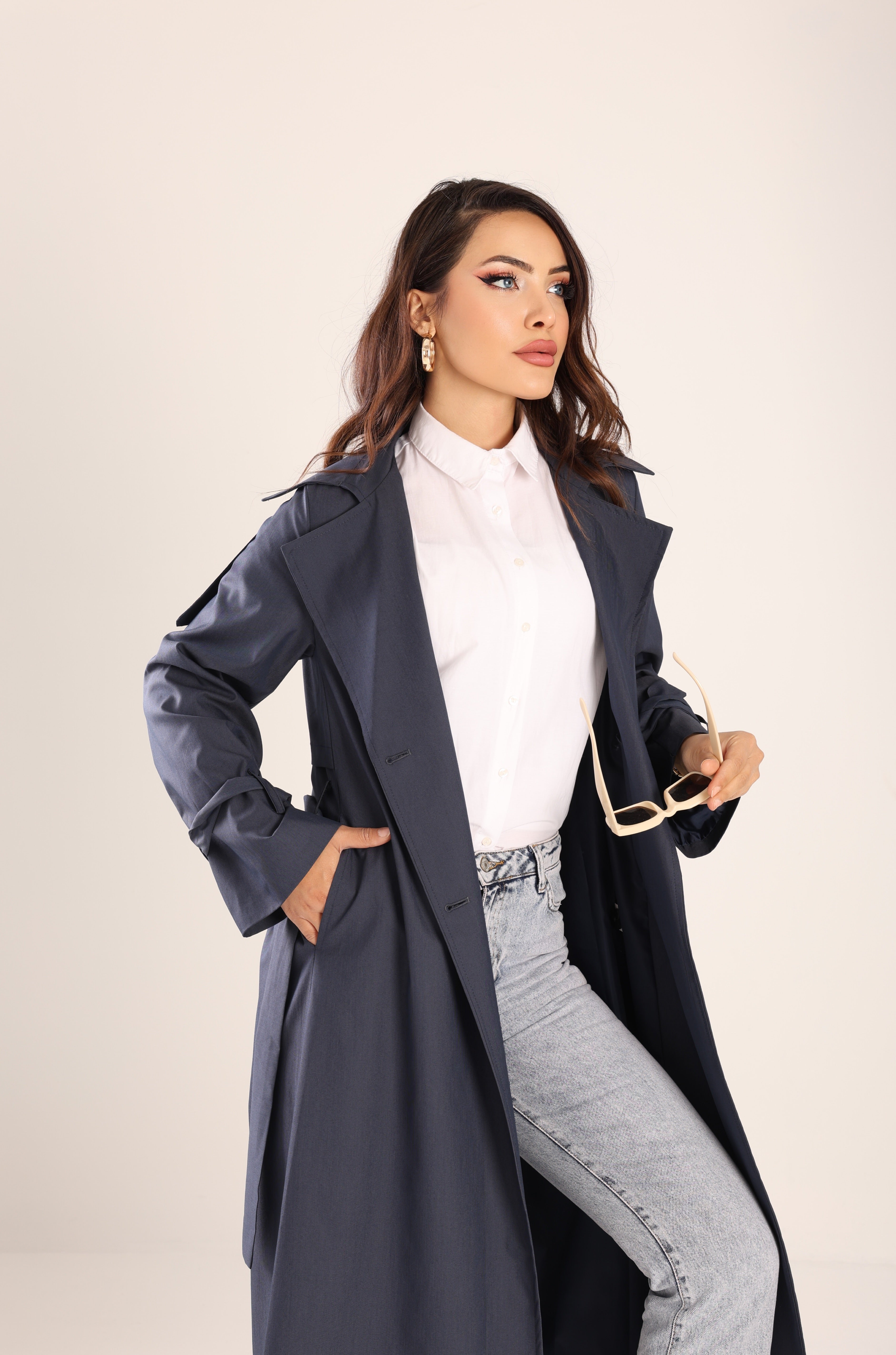 Trençkot Oversize Astarlı Geniş Kesim Parrot