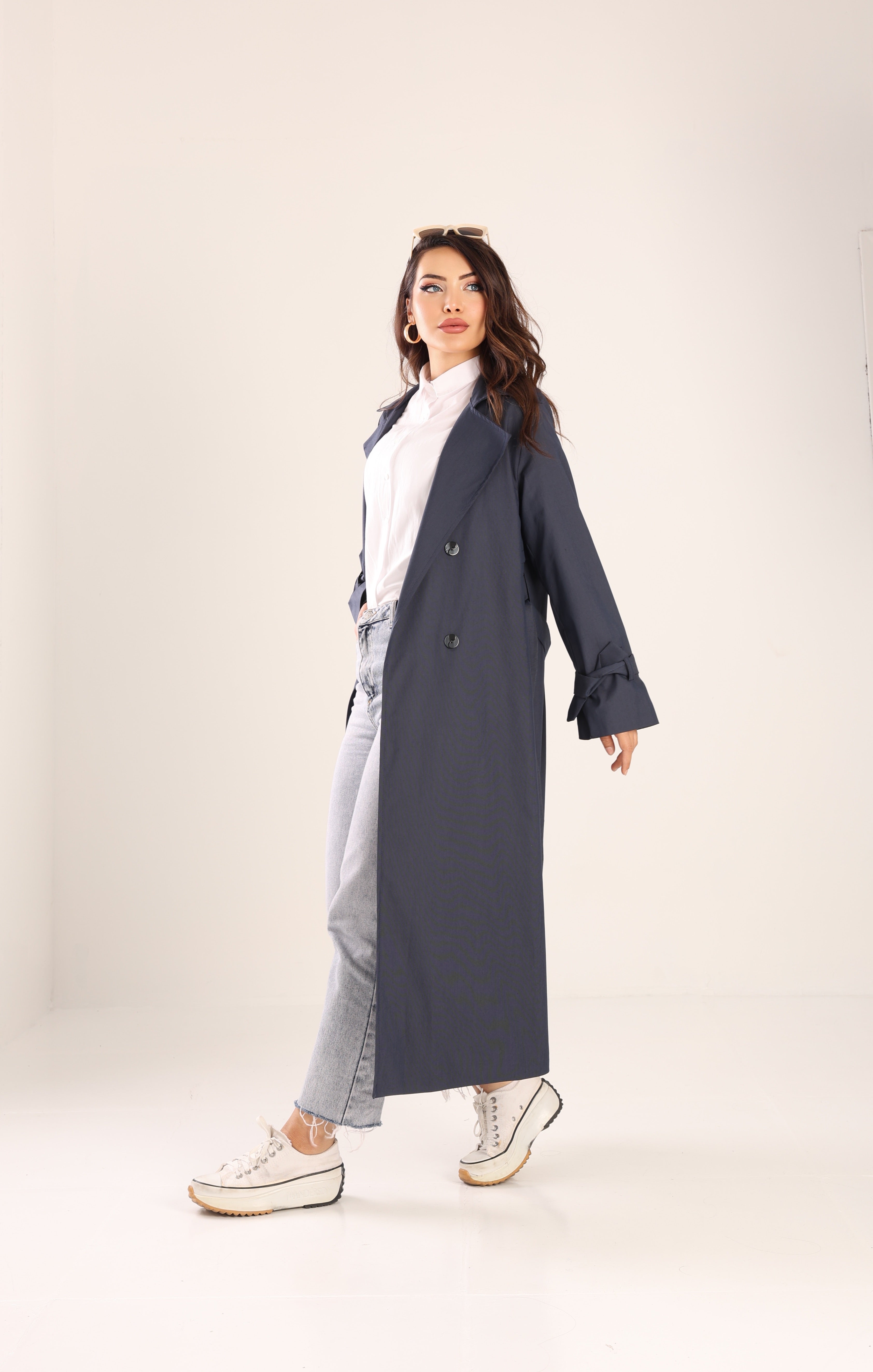 Trençkot Oversize Astarlı Geniş Kesim Parrot