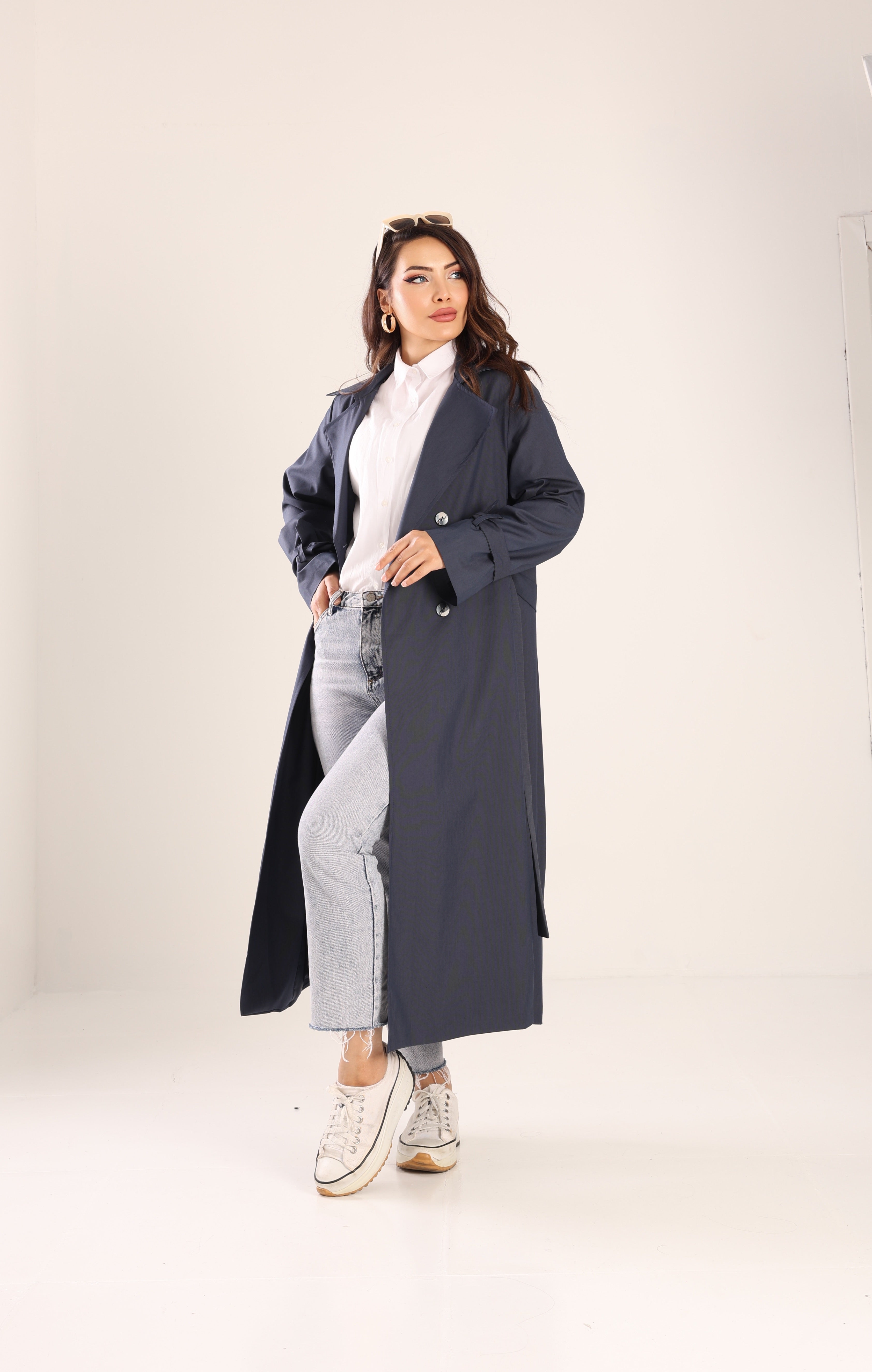 Trençkot Oversize Astarlı Geniş Kesim Parrot